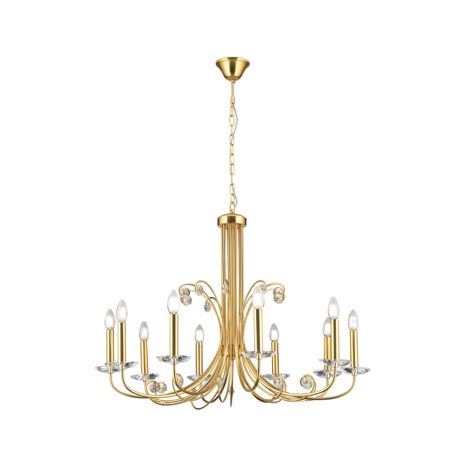 Lustre Ariane, doré, Ø 92 cm, cristal, 10 lampes