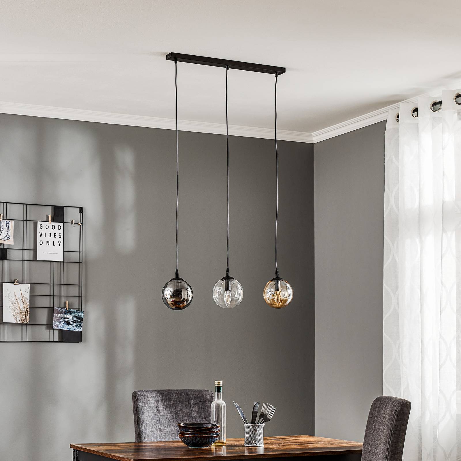 Lampa wisząca Glassy, 3-punktowa, prosta,