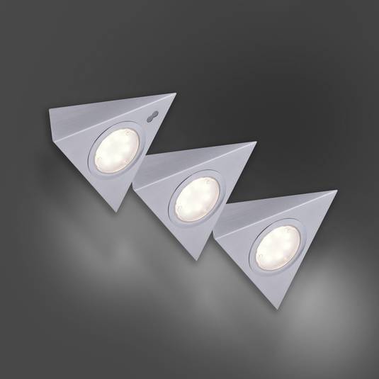 éclairage sous meuble cuisine triangulaire encastrés en saillie 470 lumens  3 x 2.8 Watt Blanc 3 lumières LED avec interrupteur Blanc 3000k Starlicht
