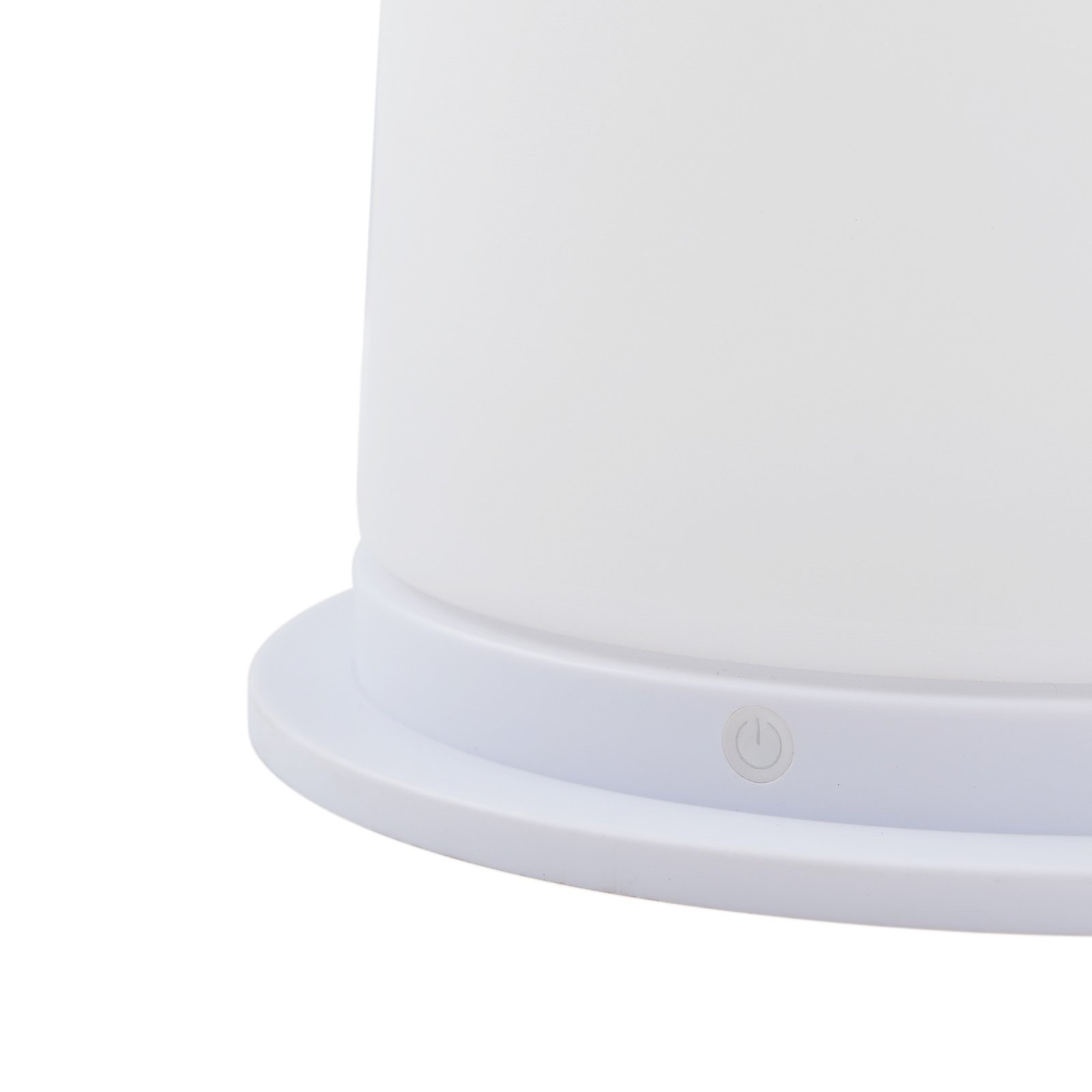 Lucande Lampada LED per terrazza ricaricabile Gauri, bianca, Ø 34,5 cm