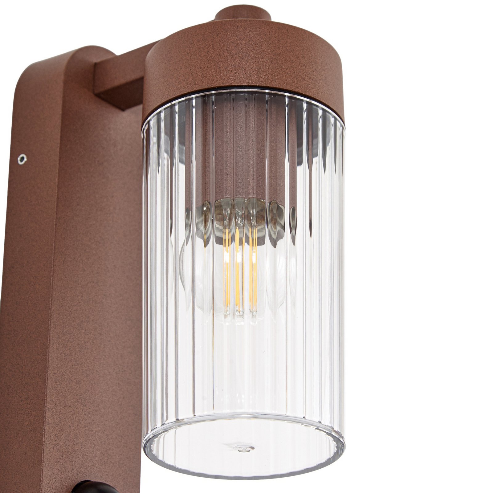 Lindby utendørs vegglampe Kaliro, rust, 24 cm, IP54, sensor