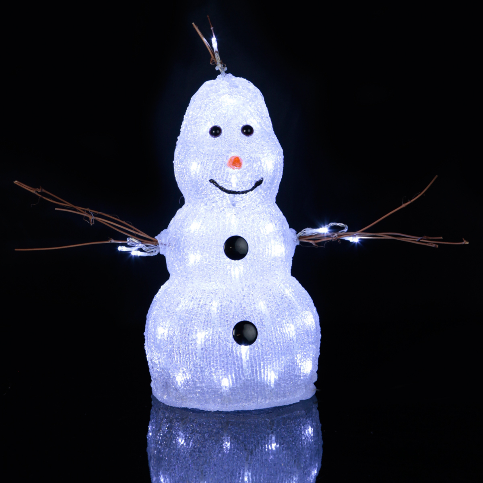 Kleine LED-Figur Crystal Snowman f. außen