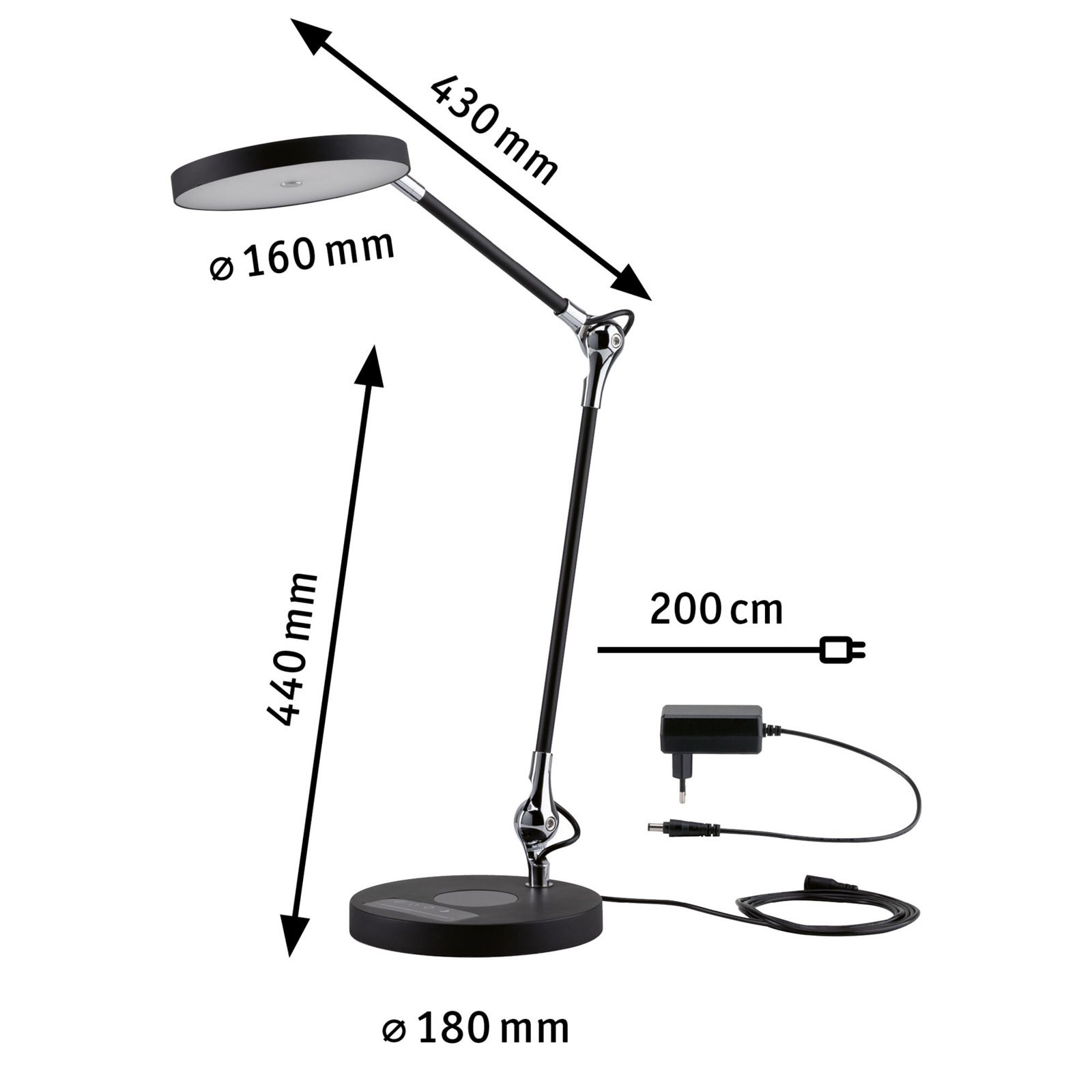 Numis Qi Bordslampa w/Qi Wireless Charging Svart - Paulmann