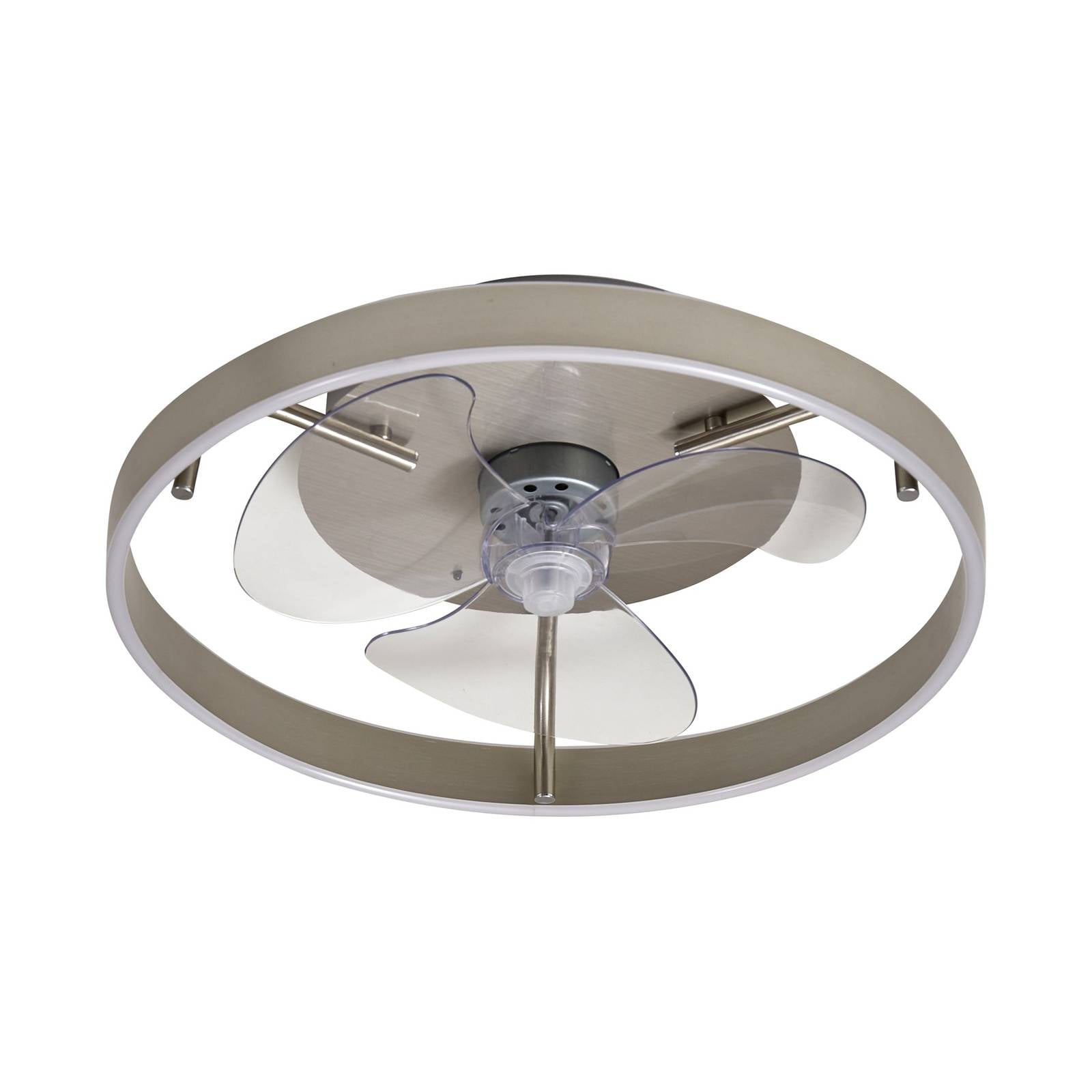 Lindby LED-Deckenventilator Momitu, silber, leise, Ø 50 cm