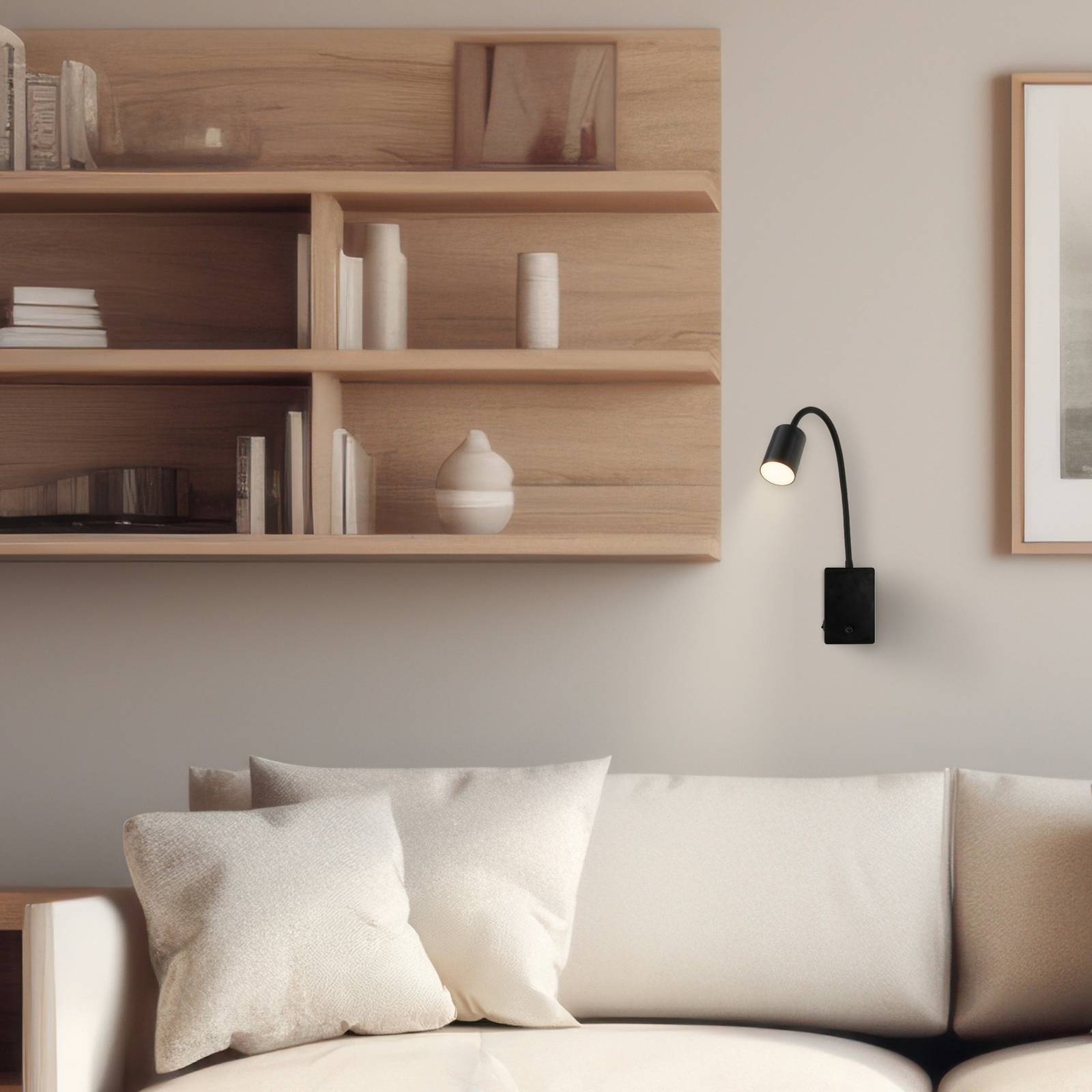 Lampka do czytania LED z akumulatorem Brilo unplugged Smooth, czarna, ściemniana