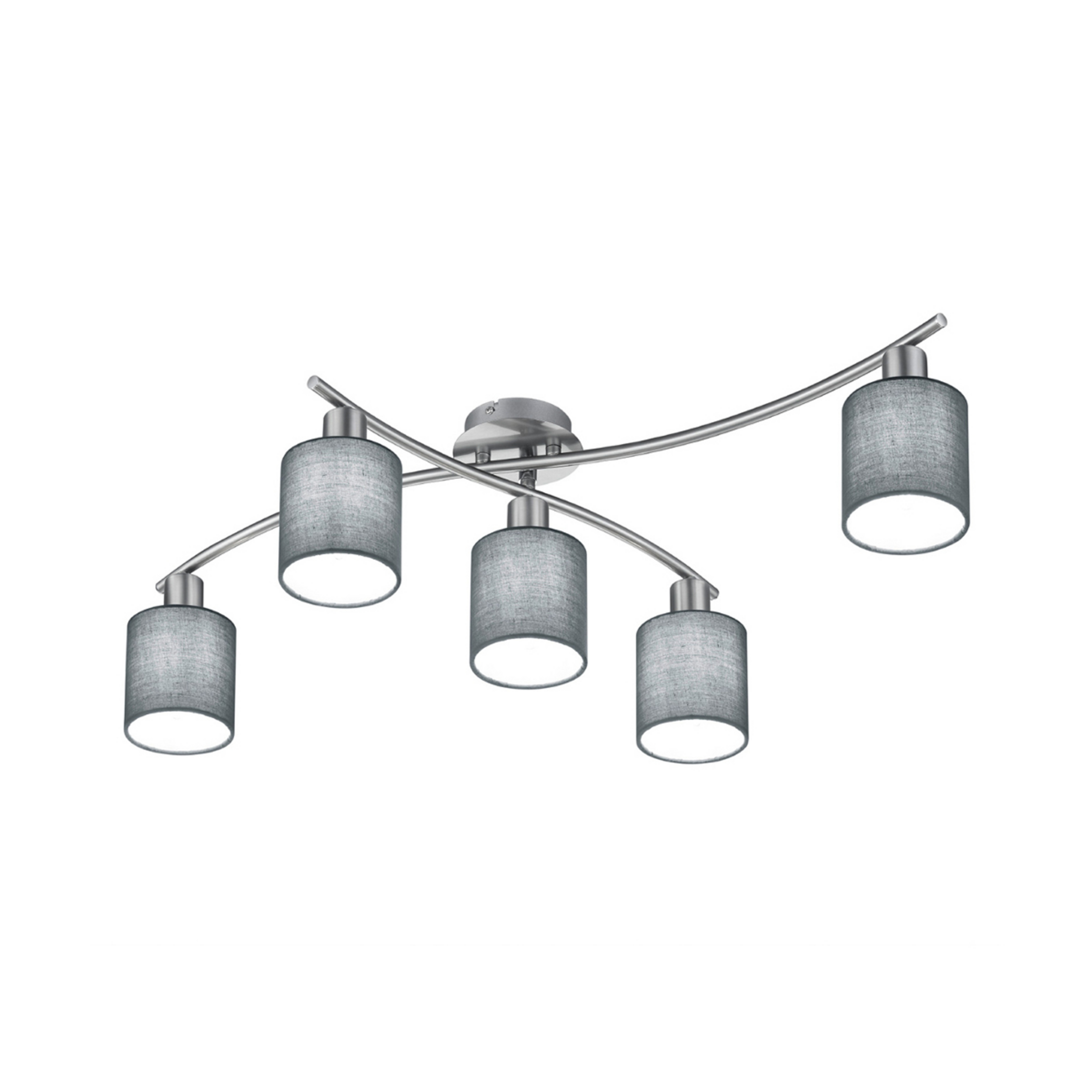 Plafonnier Garda à 5 lampes, abat-jour gris