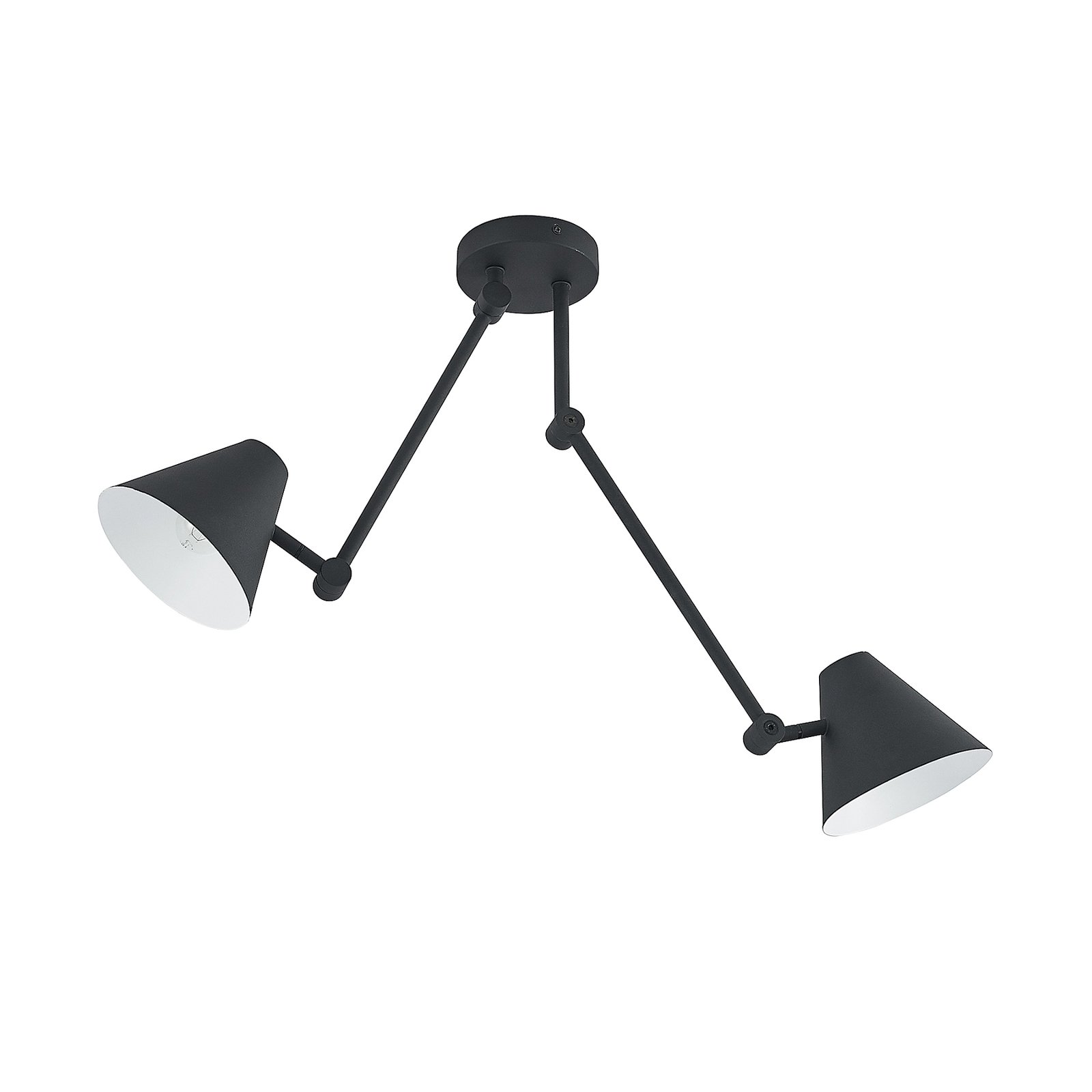 Lucande Phina lampa sufitowa czarna, 2-punktowa
