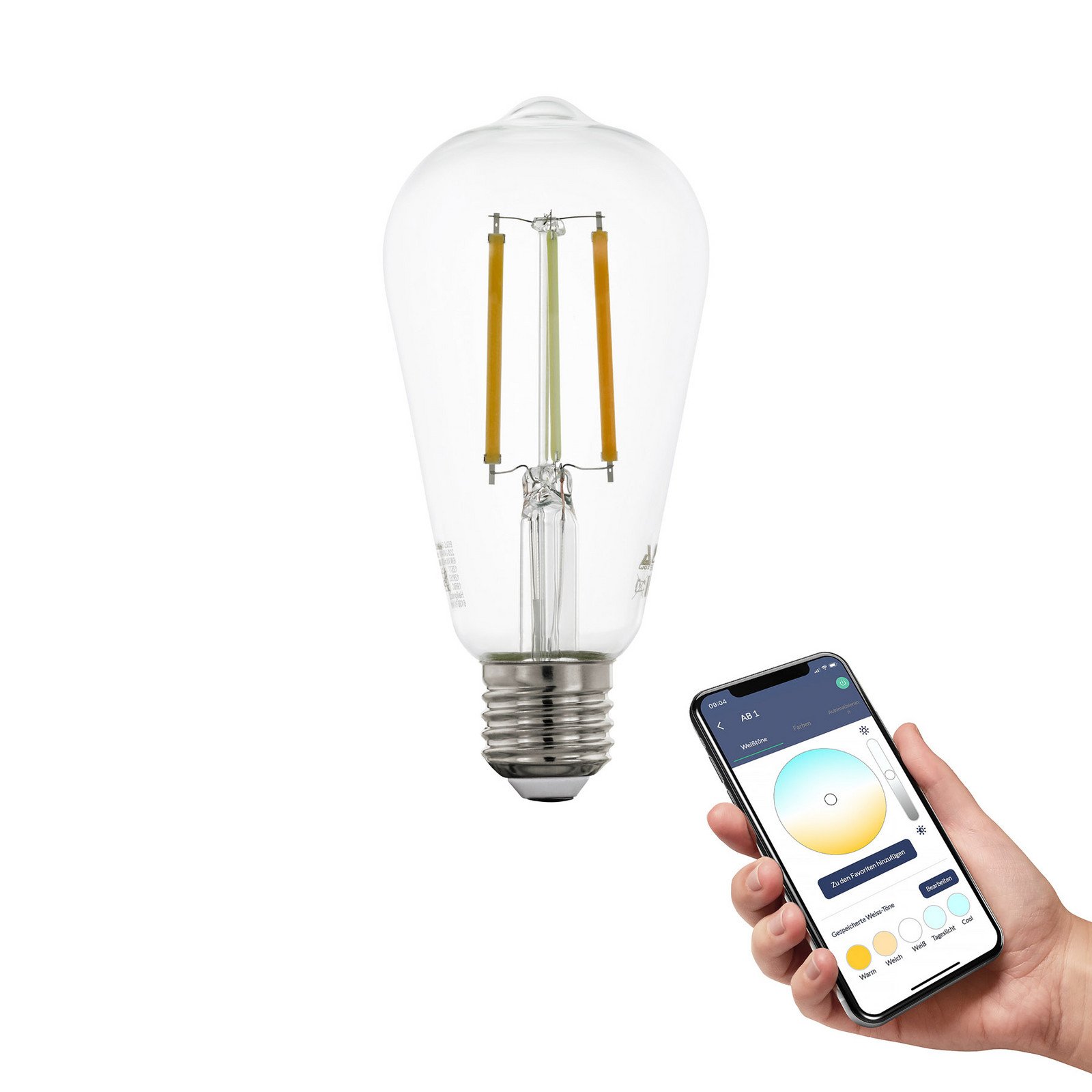 EGLO connect-z E27 ST64 lampă 6W 806lm 2200-6500K EGLO connect-z E27 ST64 - clar