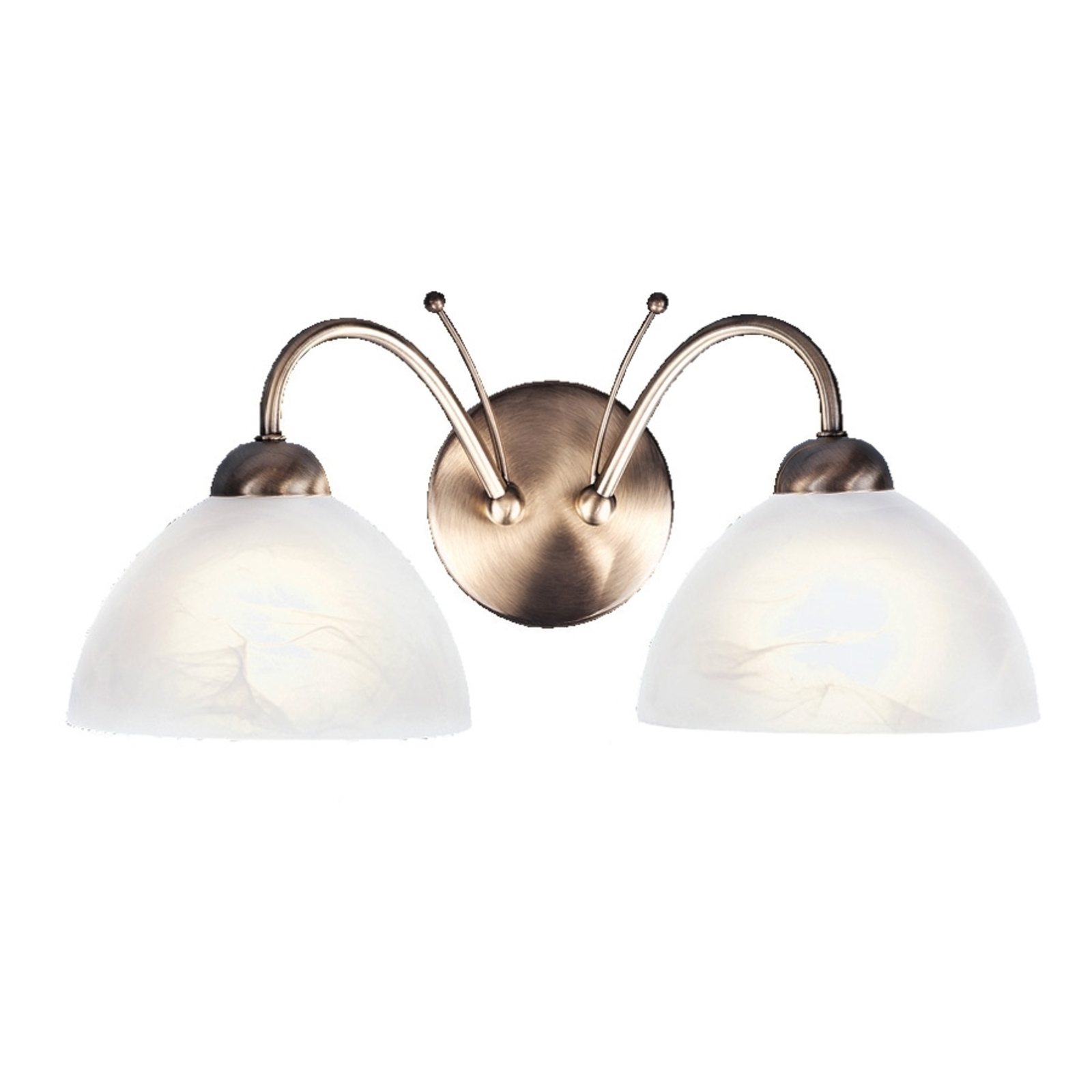 Searchlight Milanese wall light, two-bulb, antique brass, for Living / Dining Room, metal, alabaster glass, E14, 60 W, energy efficiency: A++, W: 41 cm, H: 19 cm