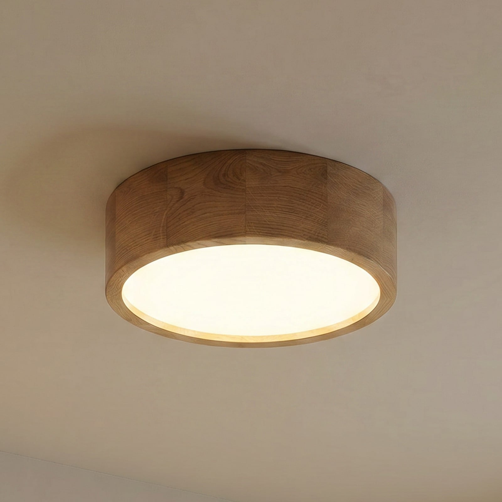 TEMAR LIGHTING Cleo plafonieră Ø 28 cm 2 becuri lemn de stejar E27 - Camera de zi / sufragerie - modern - Sticlă