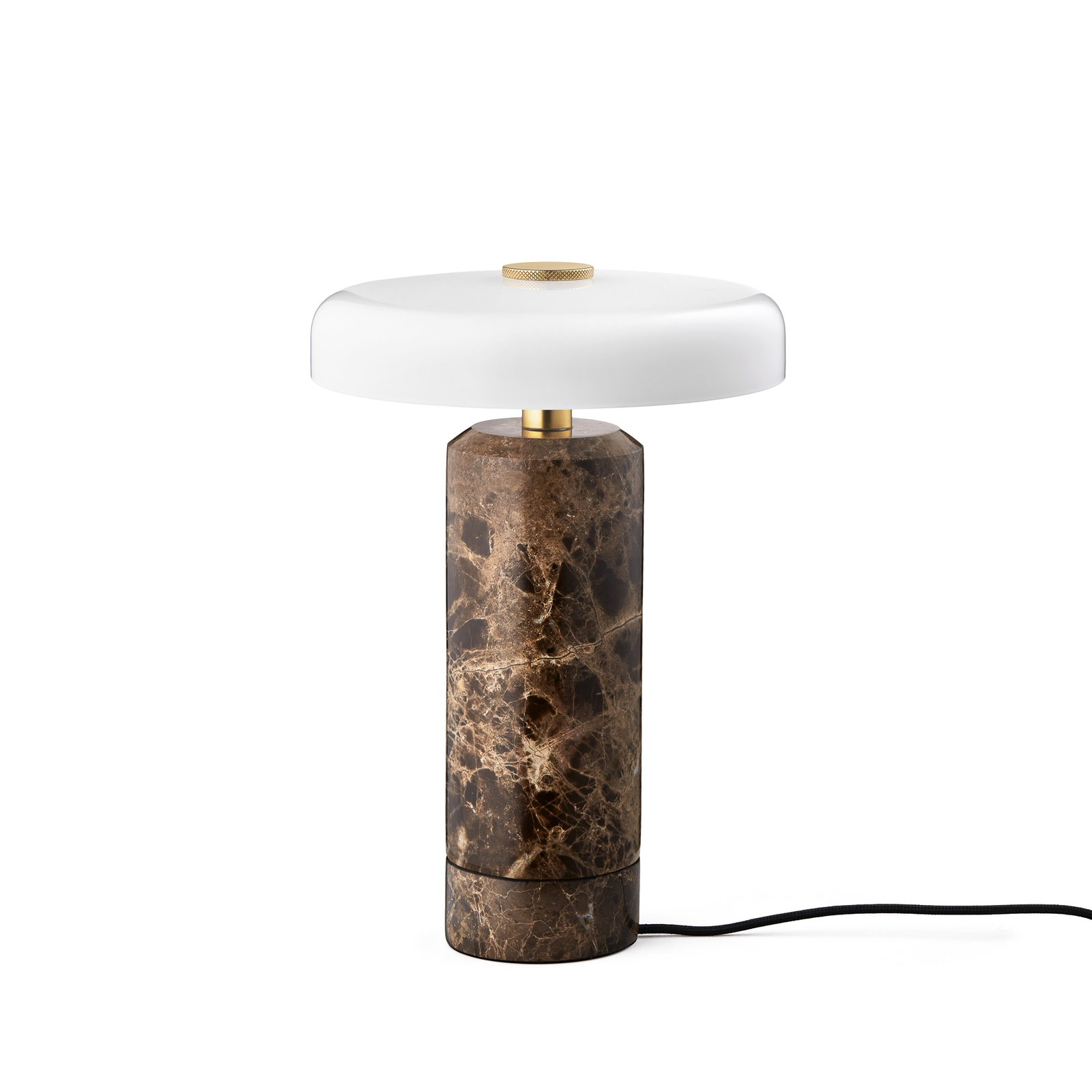 Lampe de table LED à accu Trip, brun / blanc, marbre, verre, IP44