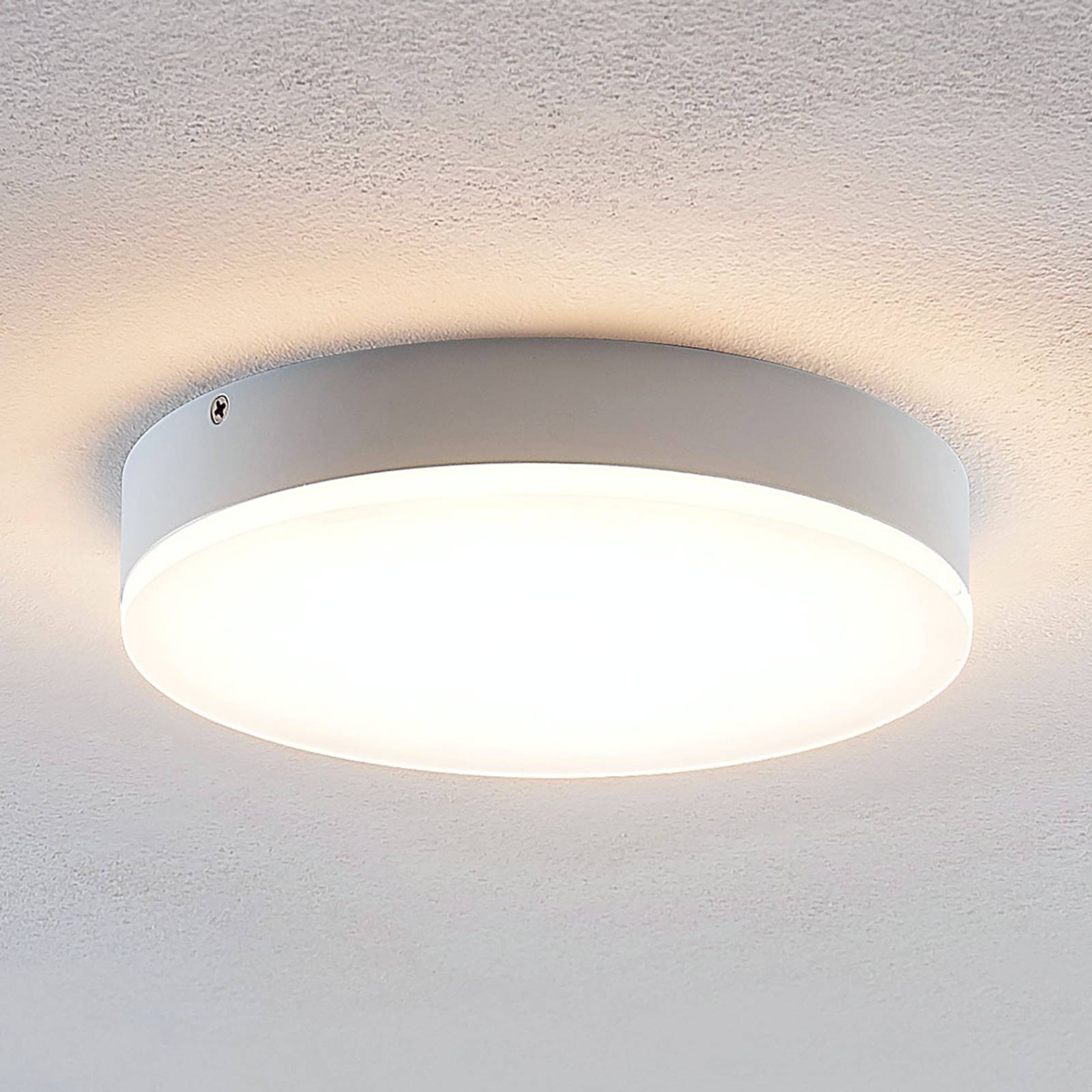 Lindby Leonta LED ceiling lamp, white, Ø 20 cm, for Living / Dining Room, aluminium, acrylic, 16 W, H: 3.4 cm