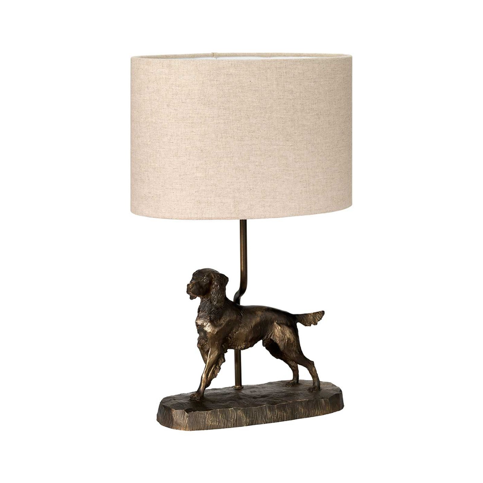 Rufus table lamp, bronze-patina/cream, linen, resin