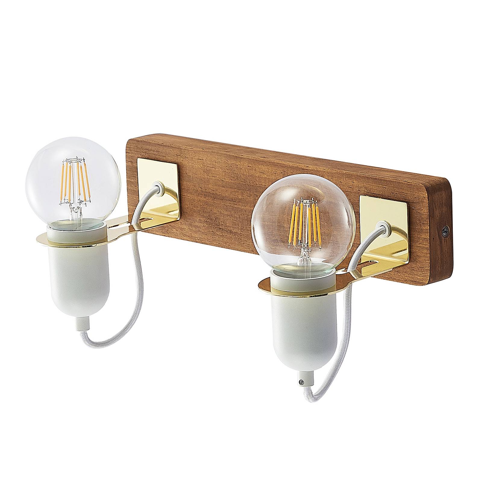 Lucande Wooden Wall Light - Living / Dining Room - dimmable - Scandinavian - White