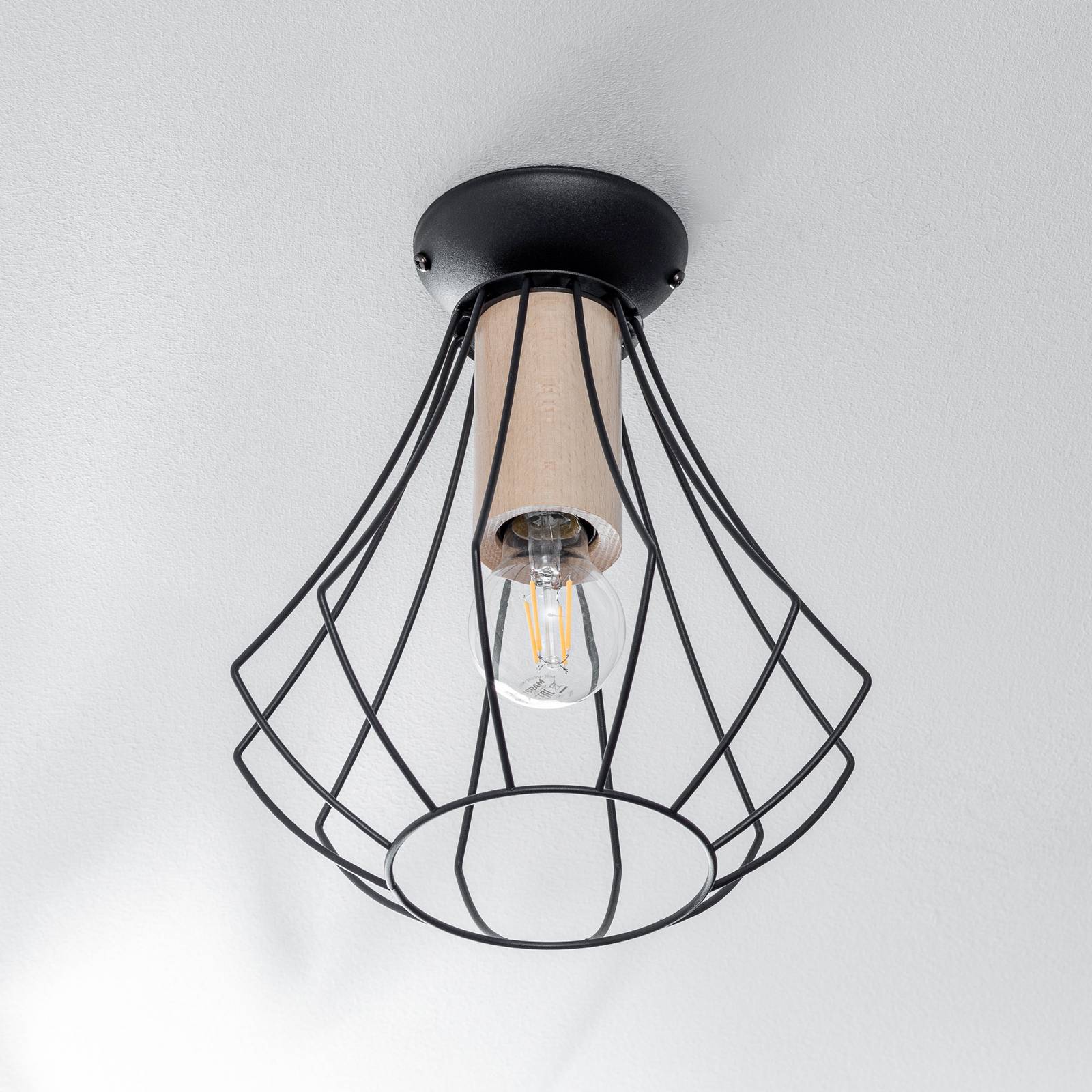 Zdjęcia - Żyrandol / lampa Milagro Eko-Light Lampa sufitowa Will, jasne drewno, czarna klatka 