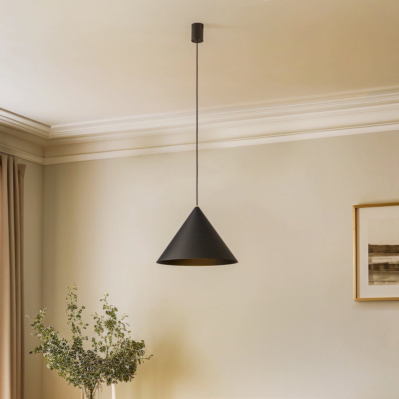 Euluna Lampă suspendată Zenith M negru Ø 35 cm - Camera de zi / sufragerie - Metal