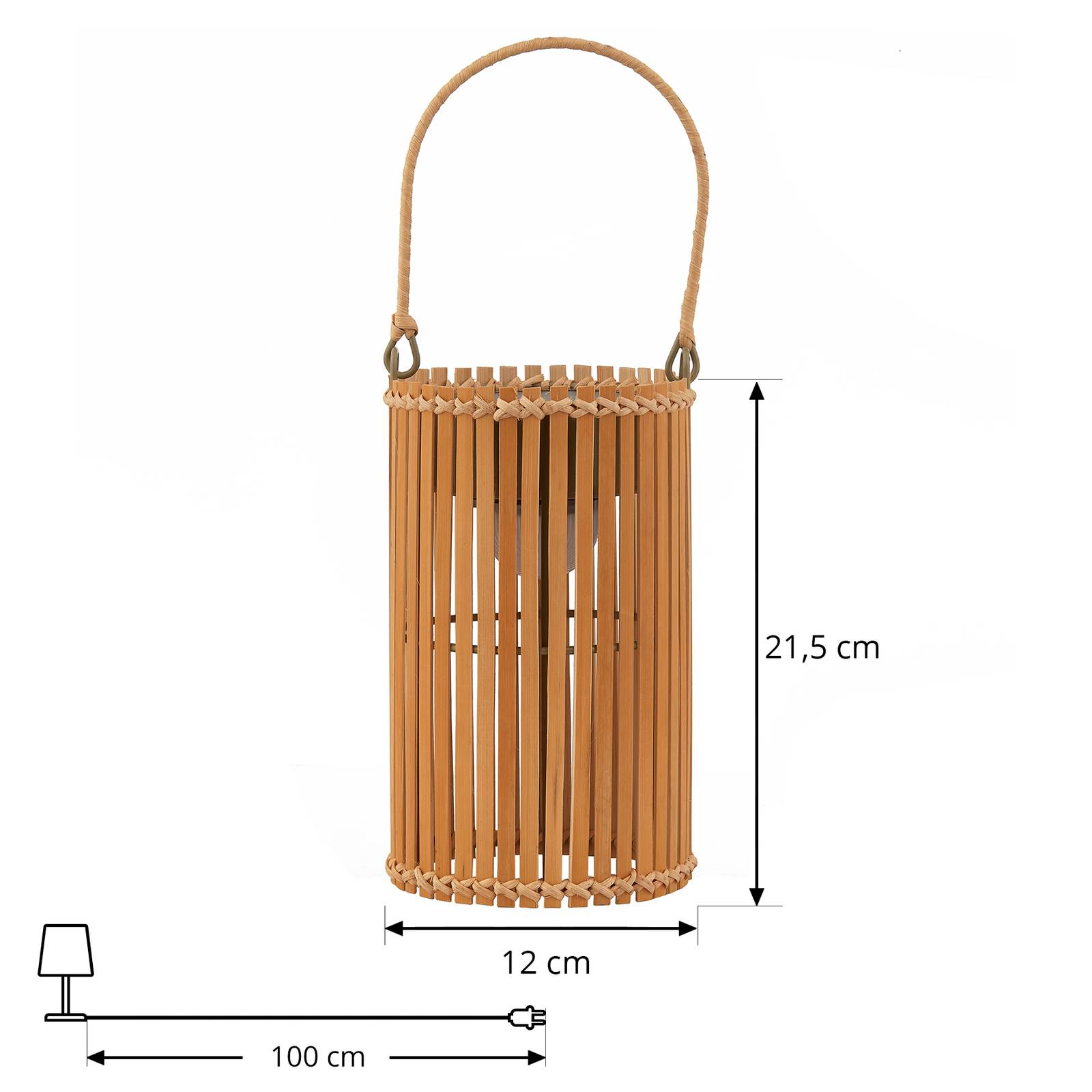 Lampa stołowa LED Amaria, bambus, Ø 12 cm