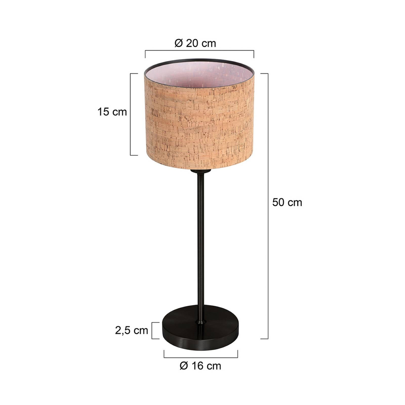 Levně Mexlite Stolní lampa Noor černá/hnědý korek, výška 50 cm, E27
