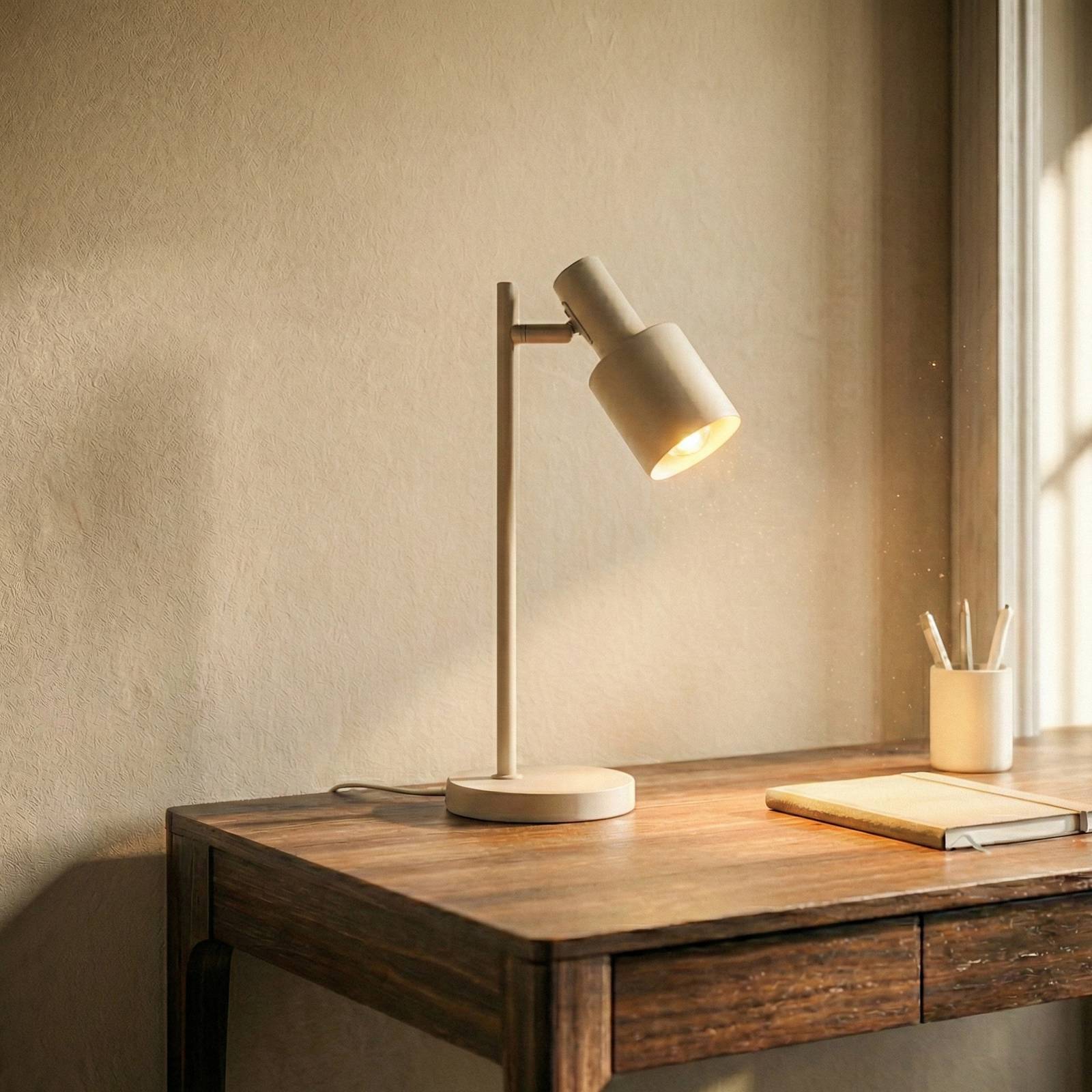 Lindby Tischleuchte Ovelia, beige, Metall, E27 günstig online kaufen