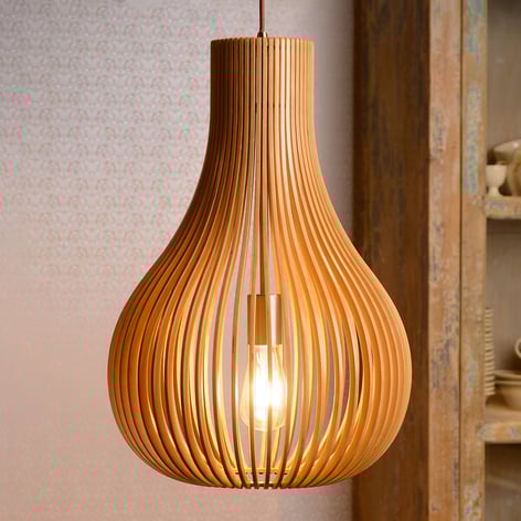 Lampa wisząca Bodo, drewno jasne