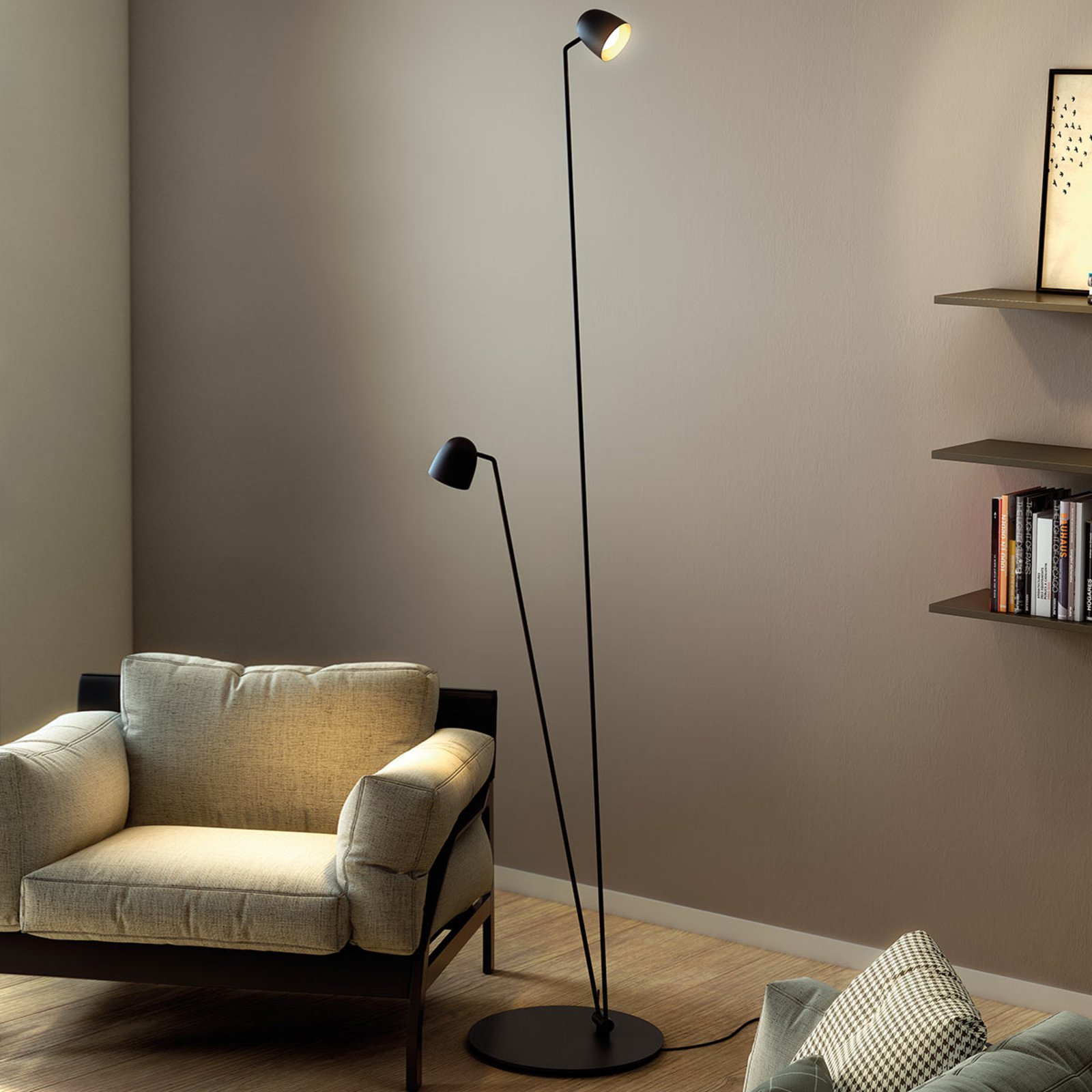 Flexibly adjustable LED floor lamp Speers F black.