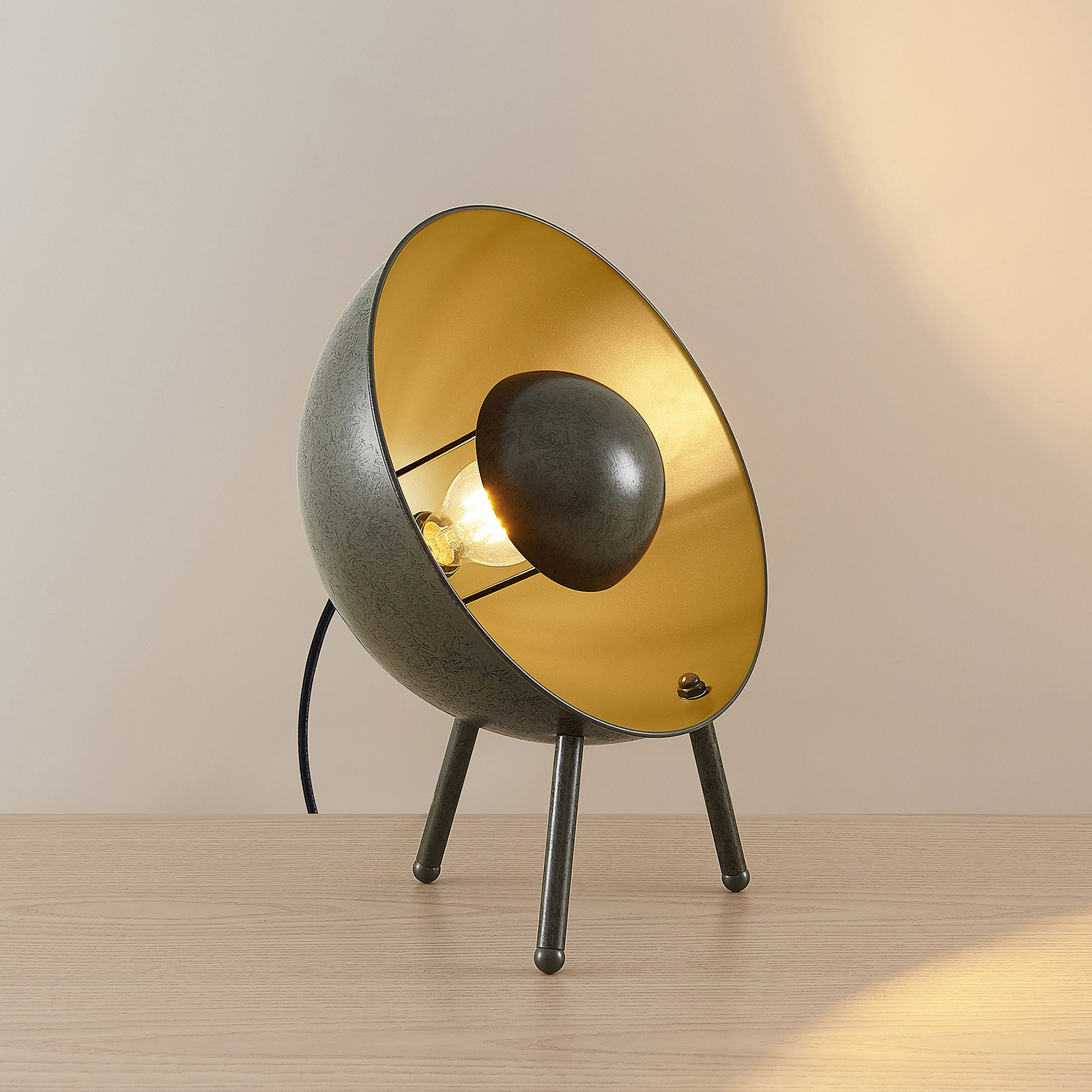 Lindby Muriel lámpara de mesa 37,5 cm gris oscuro