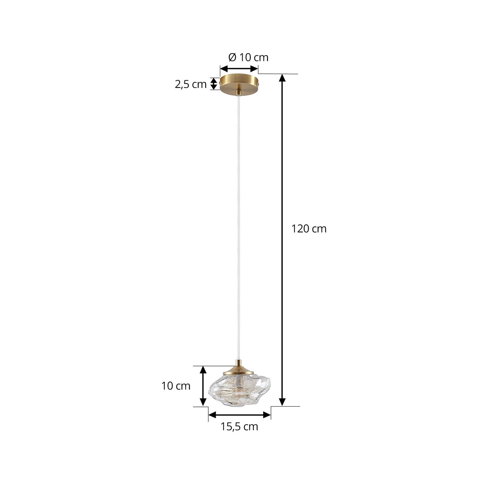 Lampa wisząca Lindby Piatra, bursztyn/mosiądz, szkło, Ø 16 cm, G9