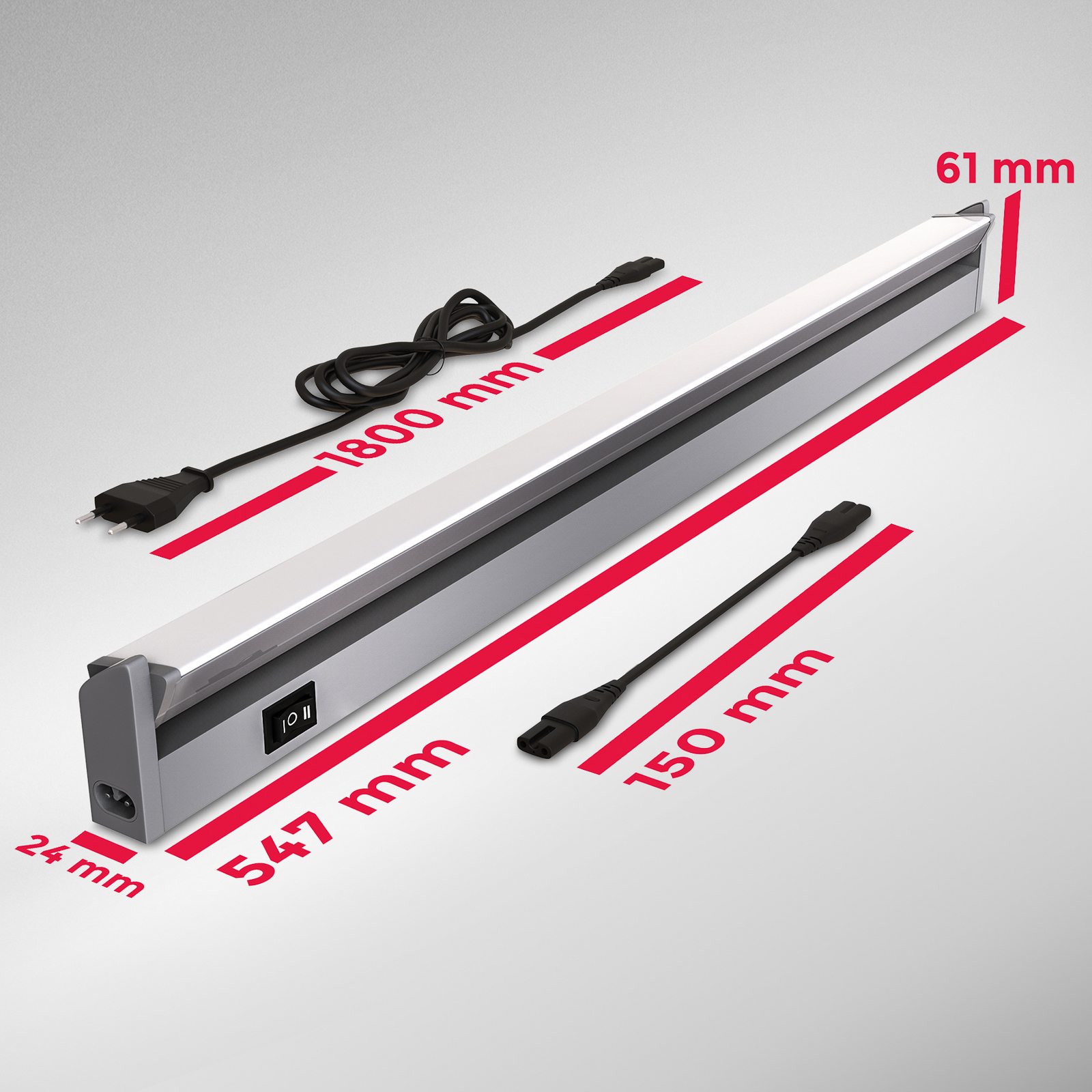 LED meubelverlichting Hike, titaniumkleurig, L 54,7 cm, 4000 K LED meubelverlichting Hike, titaniumkleurig, L 54,7 cm, 4000 K