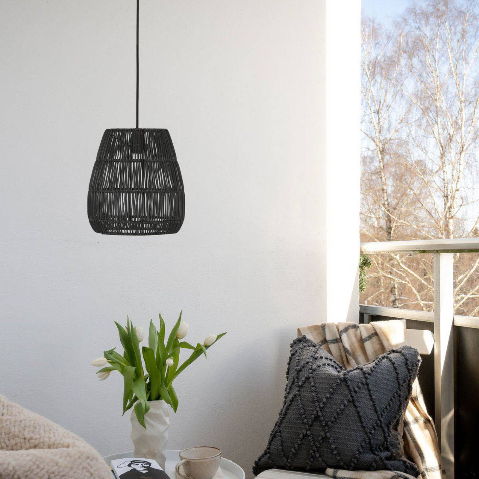 PR Home Saigon lampa wisząca zewnętrzna czarna Ø28cm kabel 2,5m