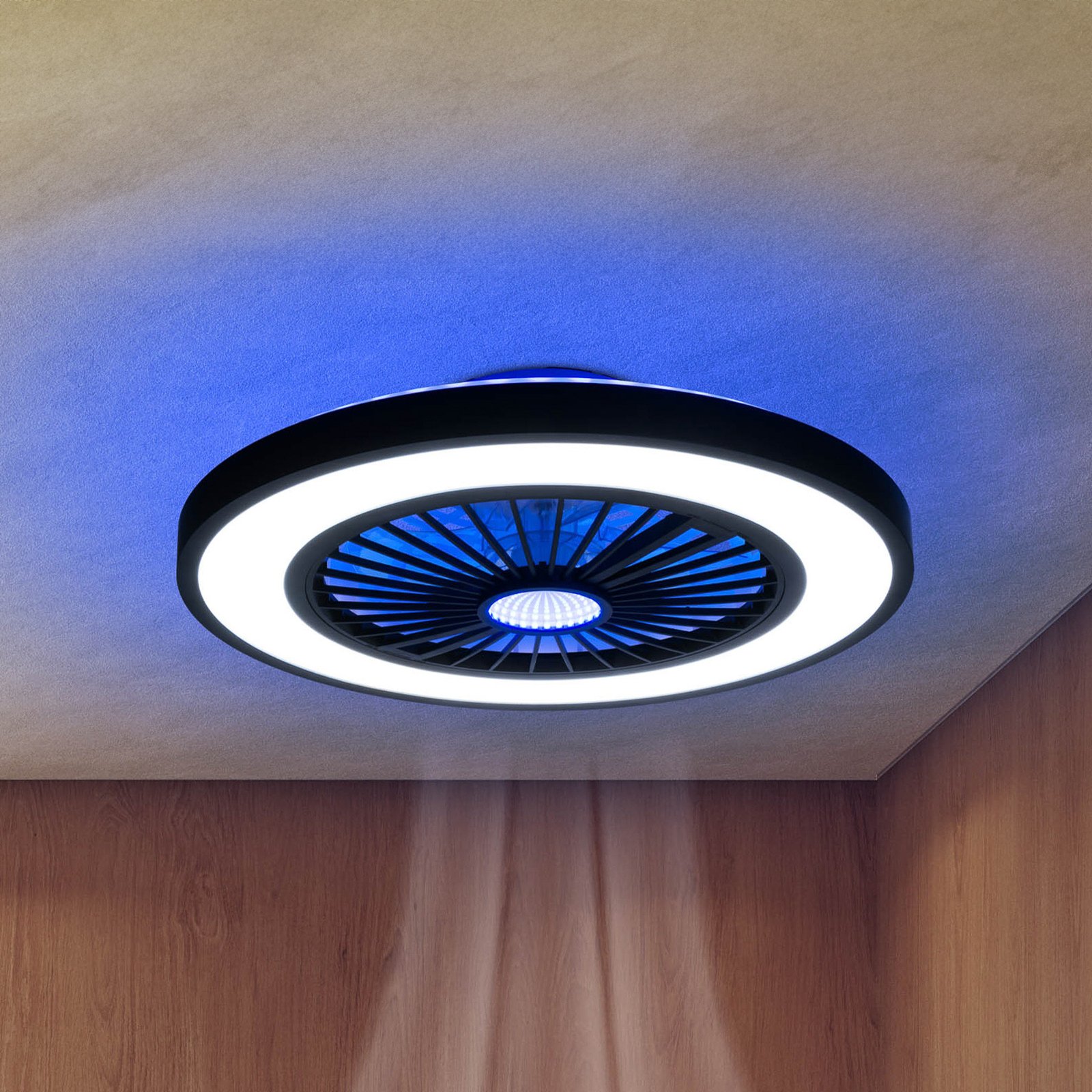 LED stropný ventilátor so svetlom Arioso, tichý, Ø 54 cm, CCT