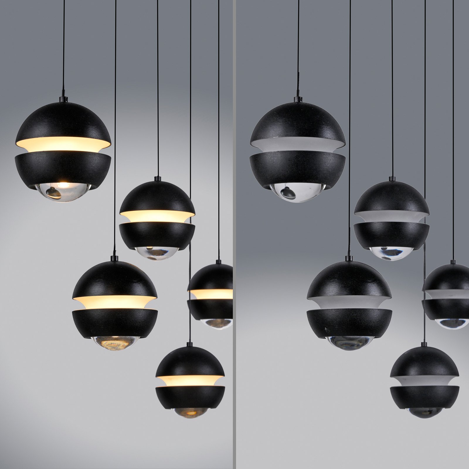 Schöner Wohnen LED hanglamp Lini zwart 5-lamps lang 3.000K Schöner Wohnen LED hanglamp Lini zwart 5-lamps lang 3.000K