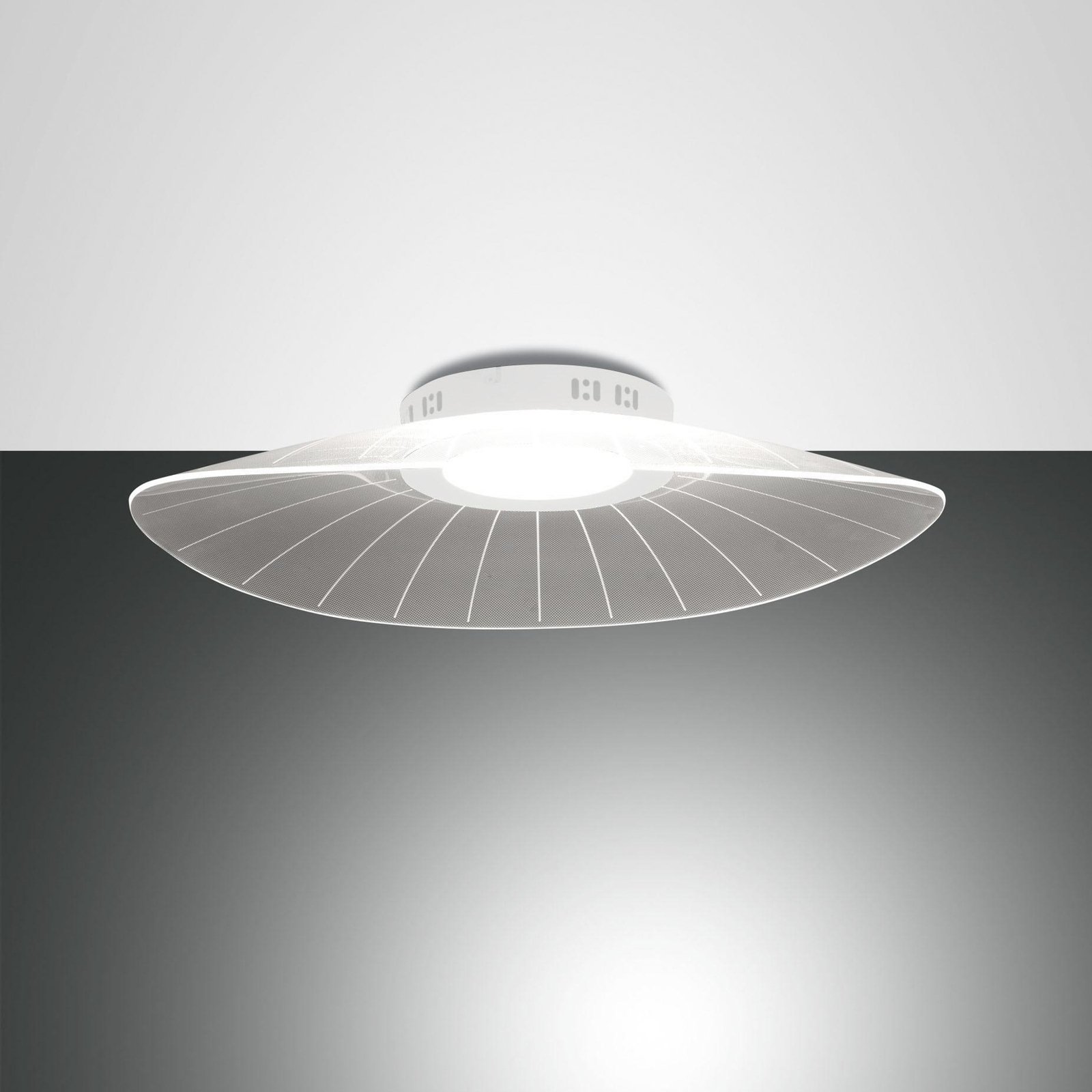 LED stropna svetilka Vela, bela/prozorna, akrilna, z možnostjo zatemnitve