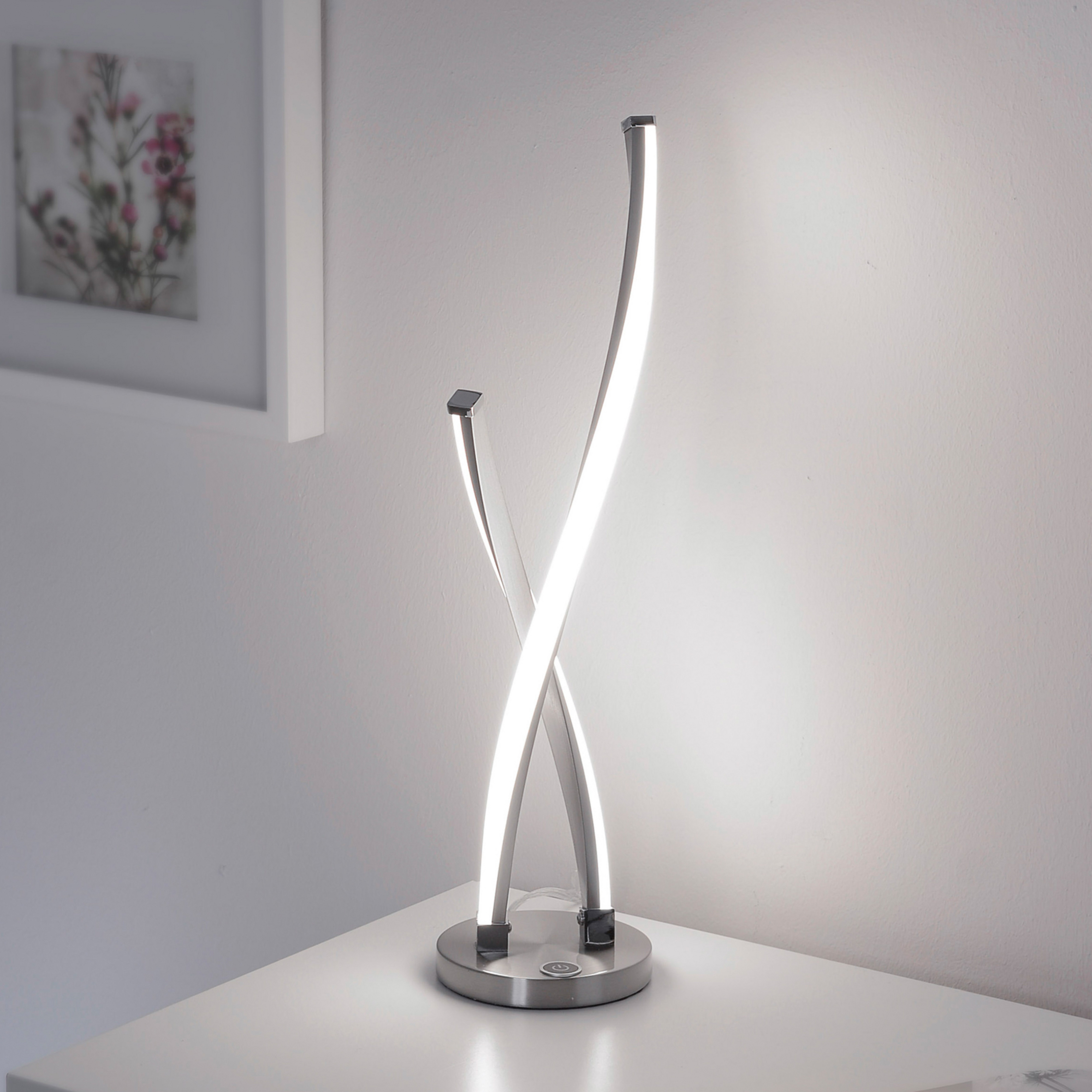 Paul Neuhaus LED-Tischlampe Polina, silber, Metall, dimmbar