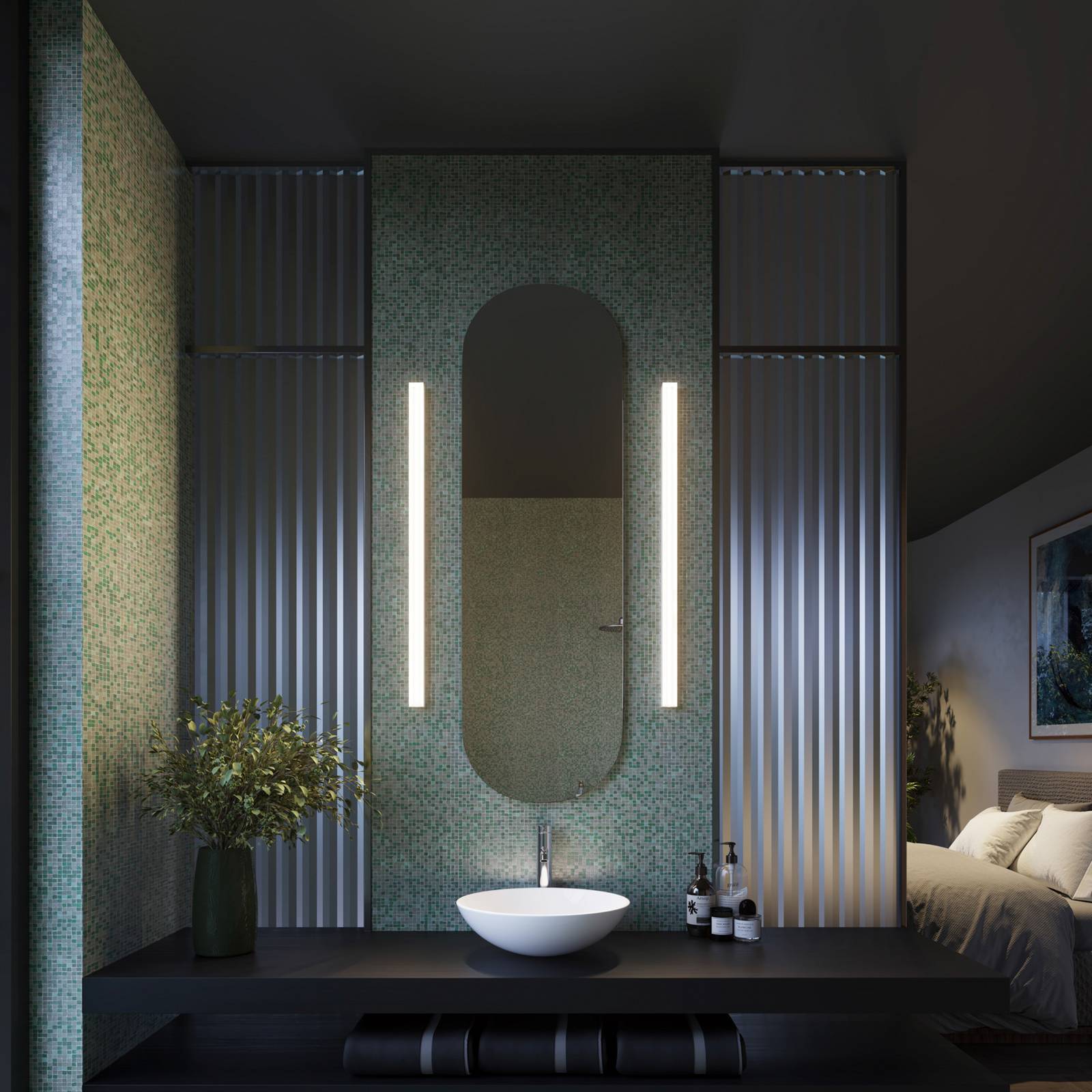 Wever & Ducré Lighting WEVER & DUCRÉ LED nástěnné světlo Mirba 3.0 černá/bílá 91 cm IP44