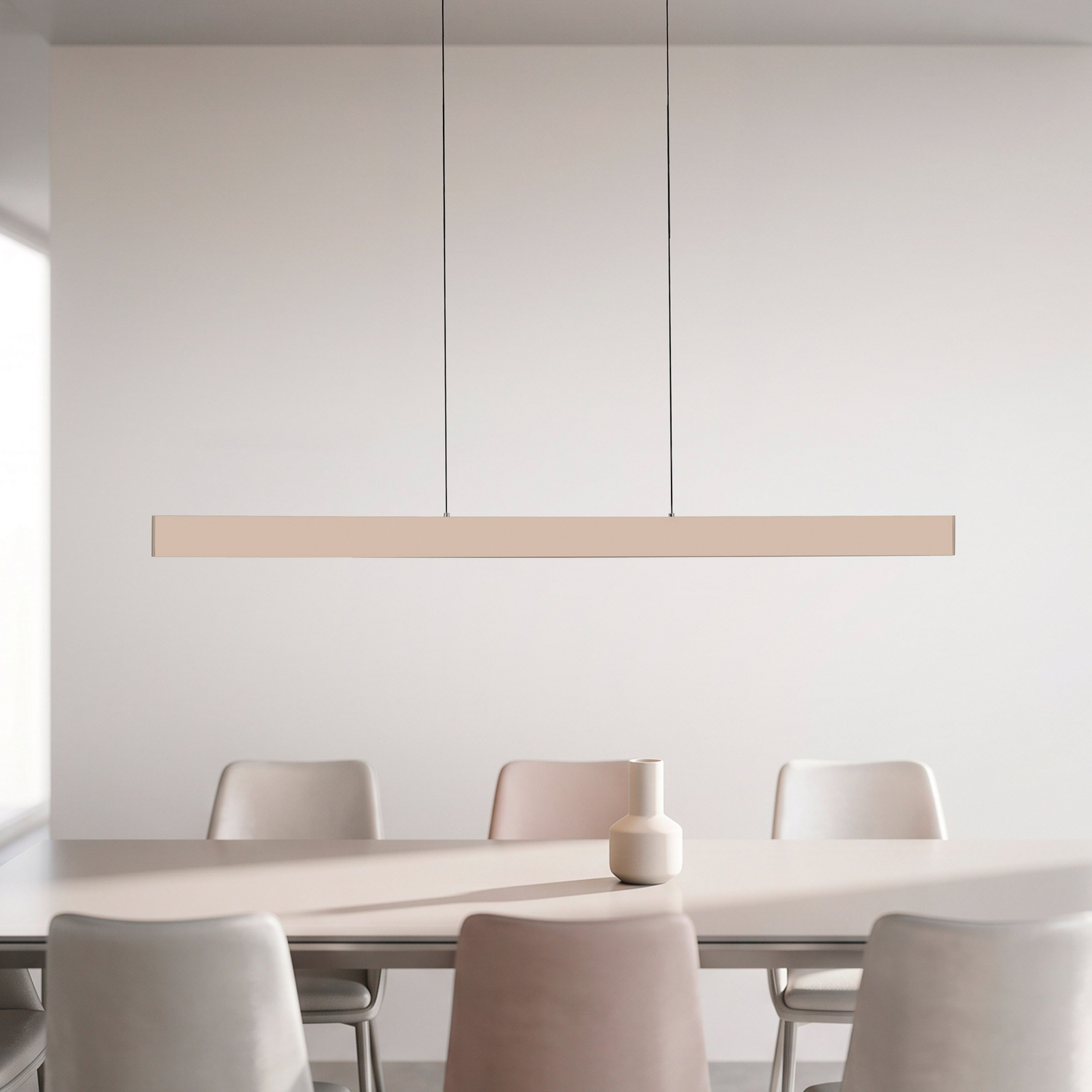 Adina LED pendant light, sand beige, metal, 3,000 K, up/down