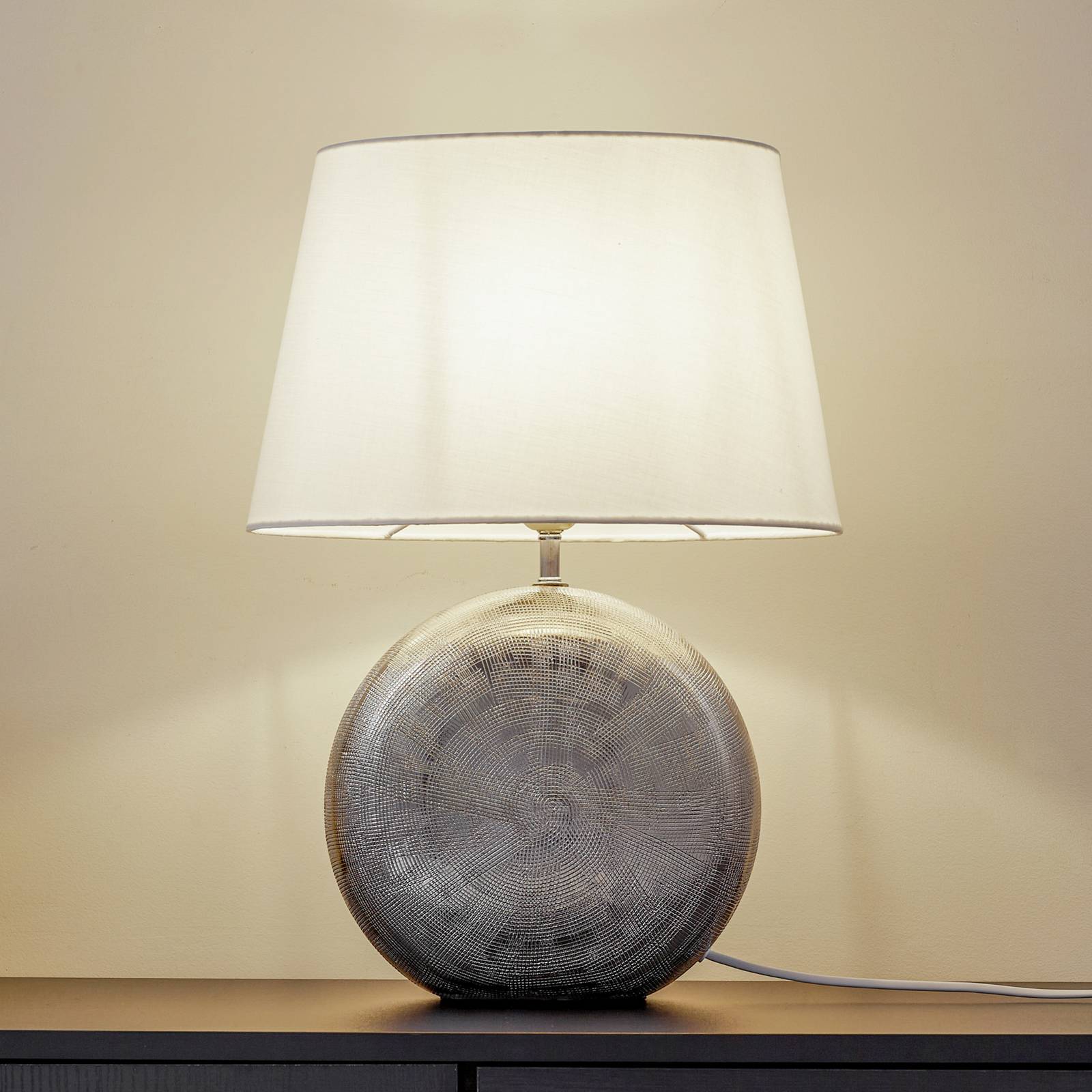 Lindby Tischleuchte Florentino, 49 cm, Keramik, Textil günstig online kaufen