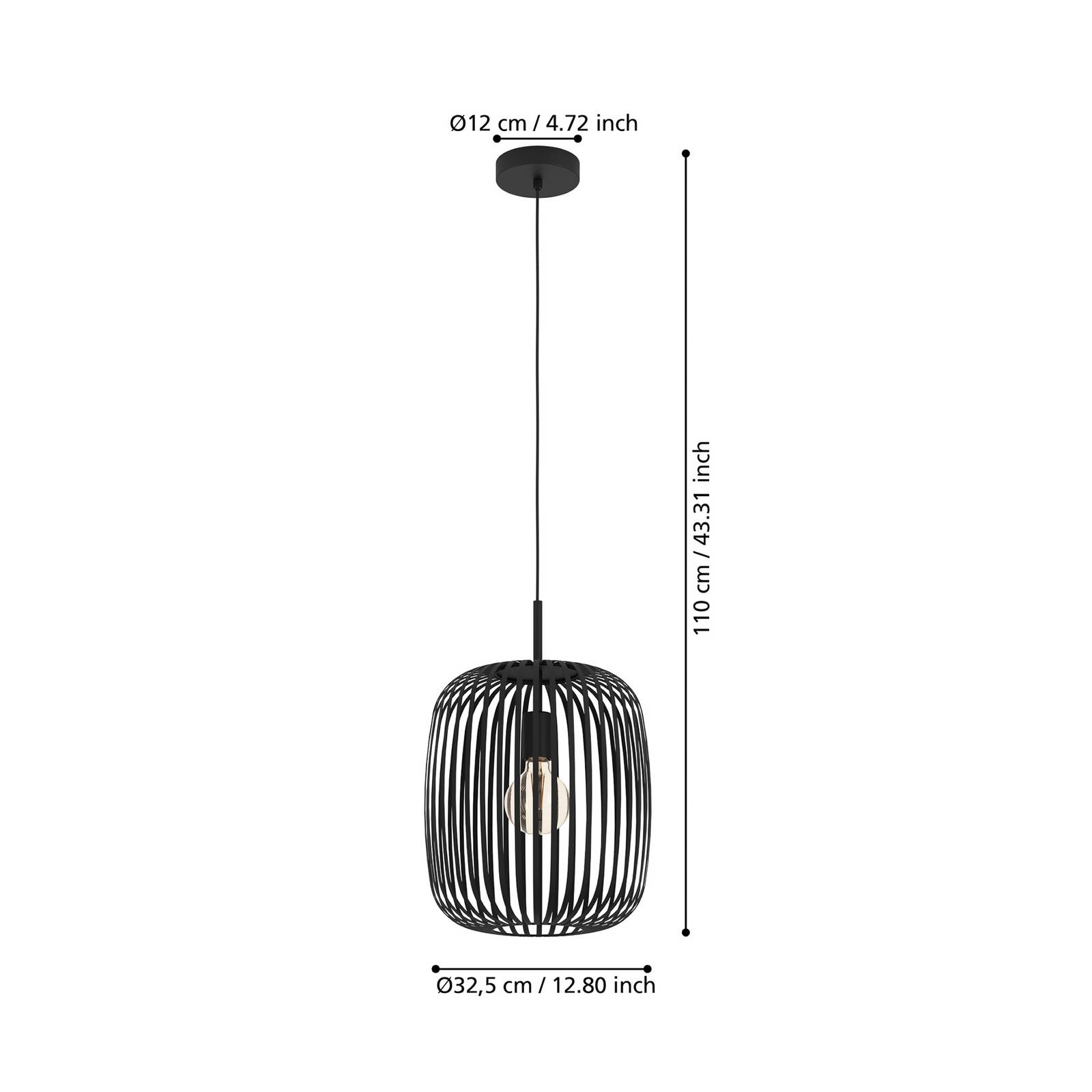  Eglo Hängeleuchte Romazzina, Schwarz, ø 33 Cm, Metall, E27 