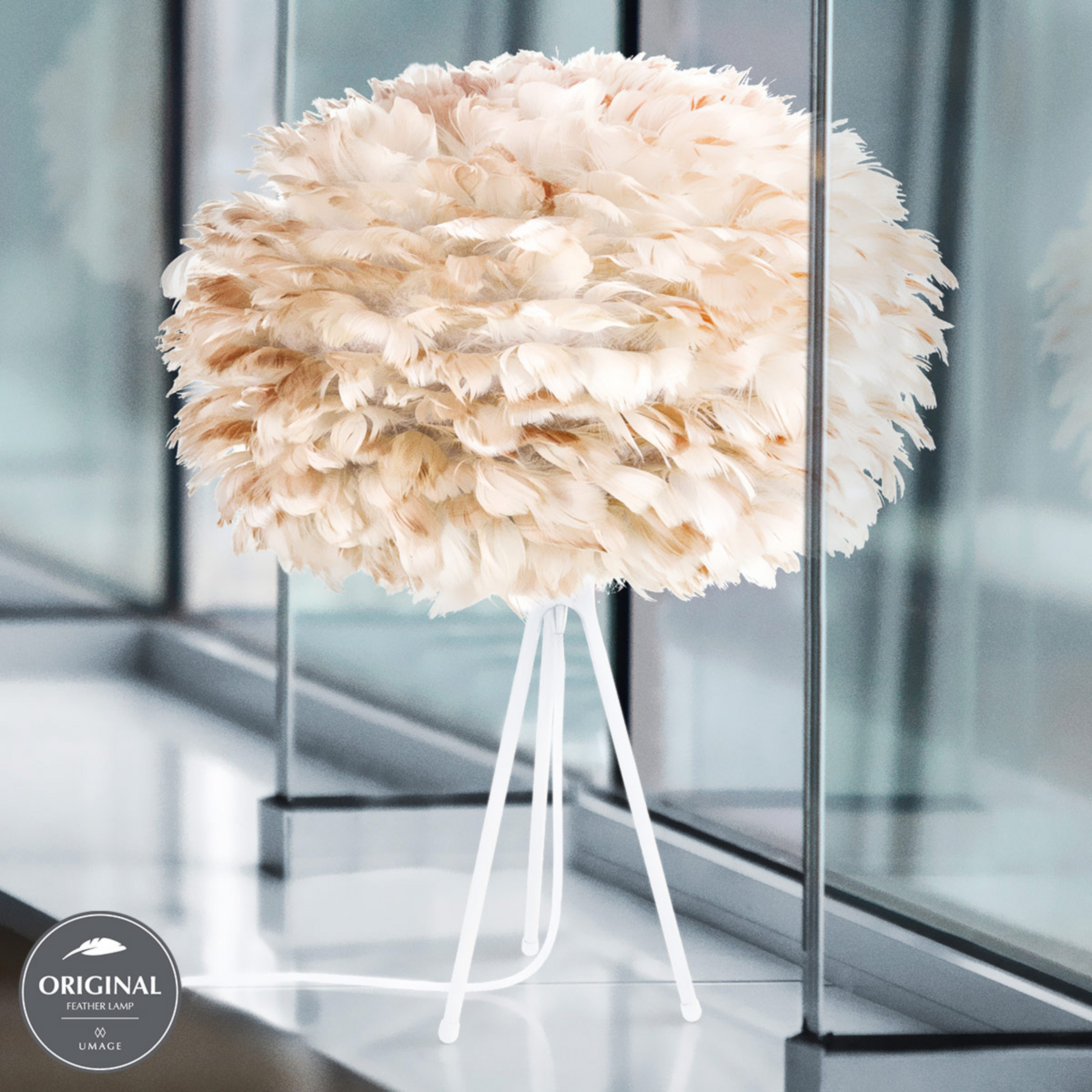 Eos Stolová Lampa Medium Svetlo Hnedá/Biela - UMAGE