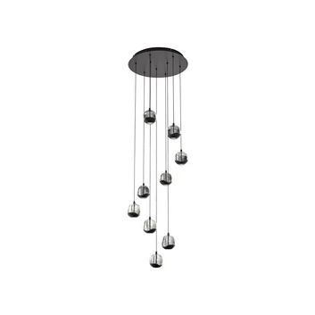 Hayley LED-Hängelampe neunflammig schwarz Glas - Lucande