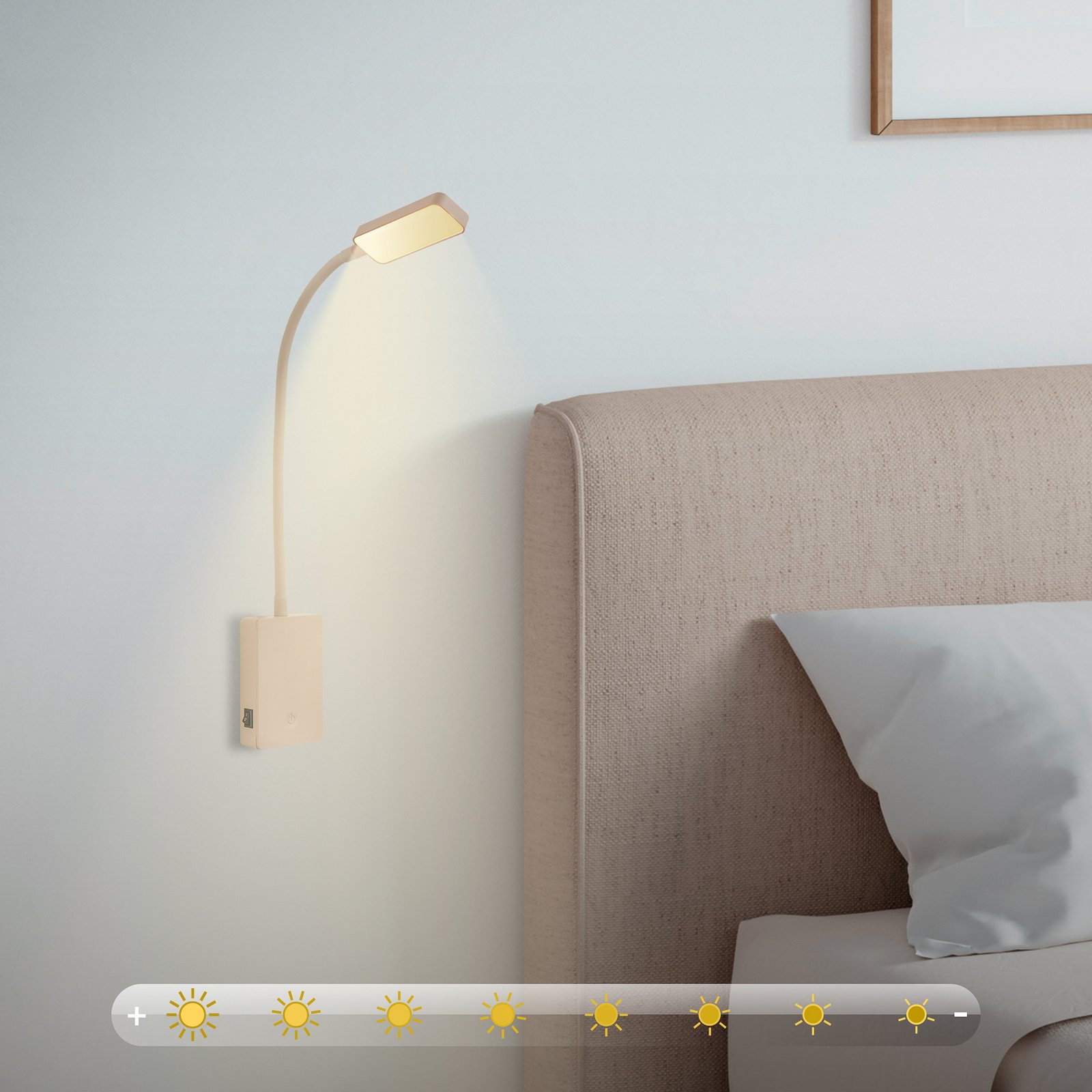 LED stolová lampa Cielo, béžová, výška 56 cm, plast