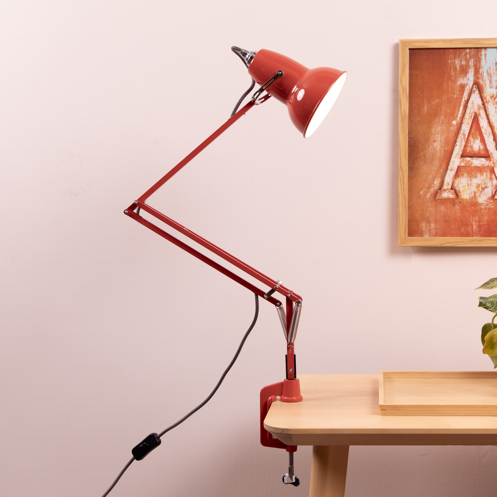 Original 1227 table lamp, red, base and clamp - Anglepoise Original 1227 table lamp, red, base and clamp - Anglepoise