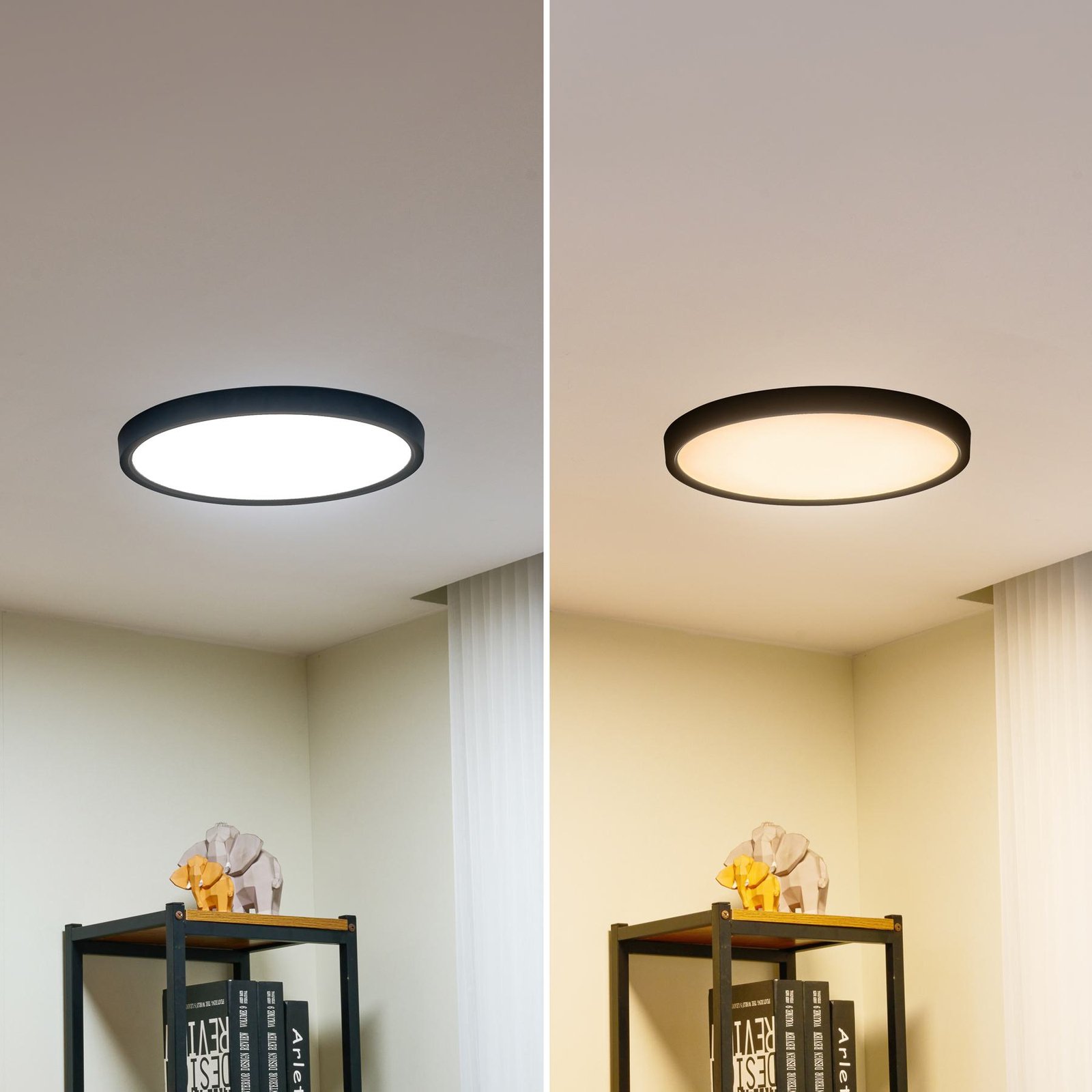 Lindby Smart LED-taklampe Pravin, Ø 40 cm, CCT, svart