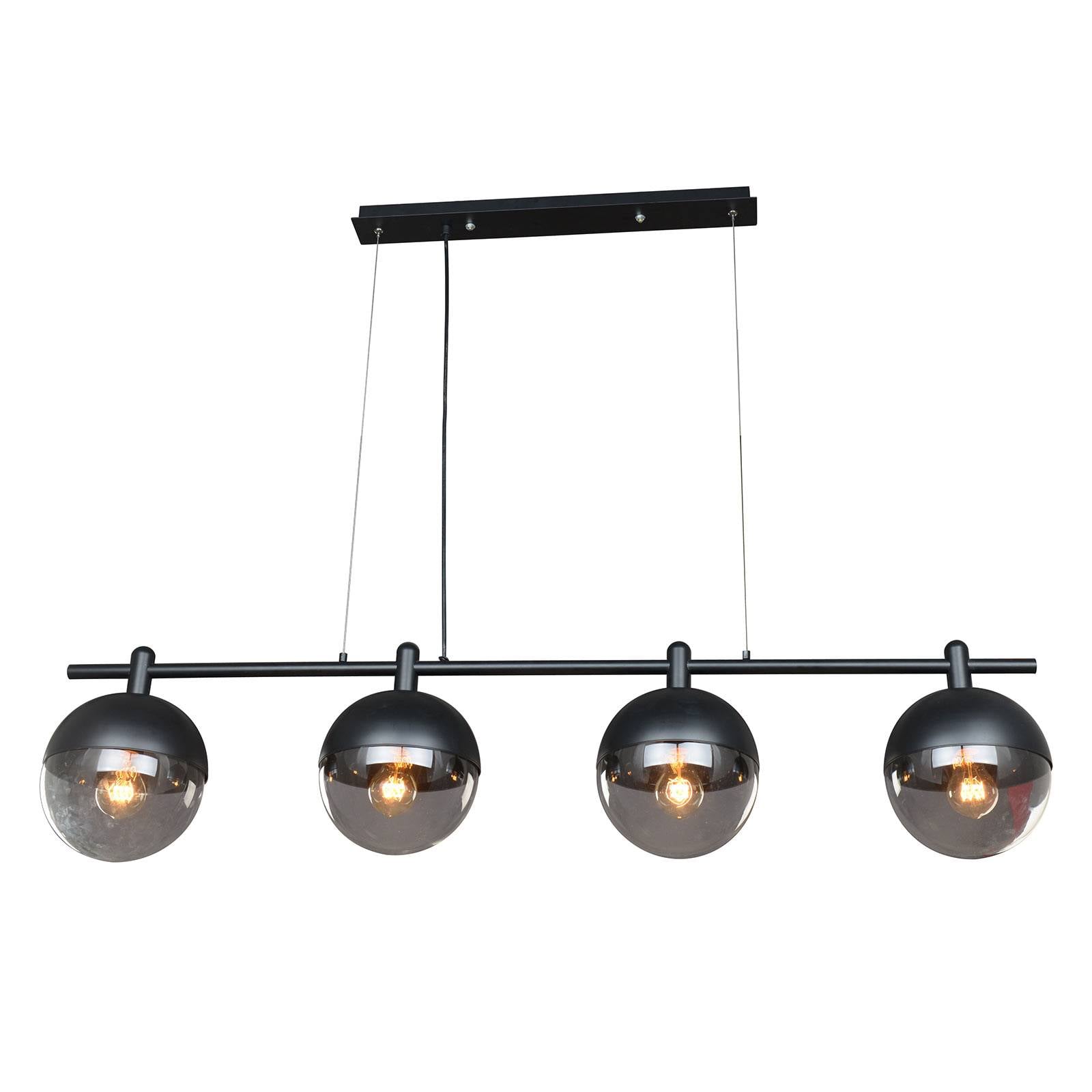 Lucande Dustian hanging light, four-bulb, for Living / Dining Room, glass, metal, E14, 40 W, energy efficiency: A++, L: 124 cm, W: 20 cm