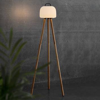 Lampadaire LED Kettle trépied bois abat-jour 22 cm