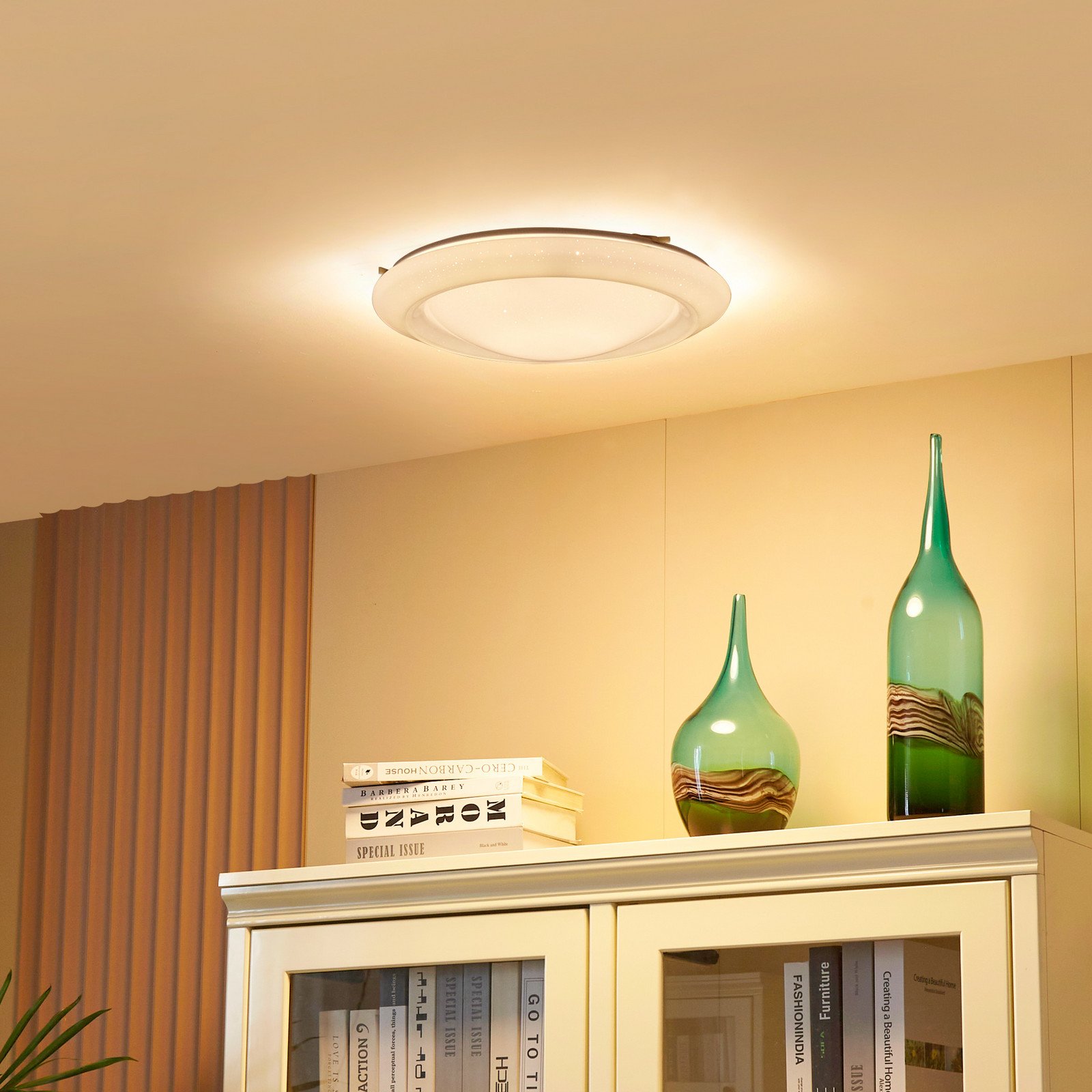 Lindby Thejesa plafonieră LED Ø 41 cm RGBW - Camera de zi / sufragerie - modern - alb - Plastic