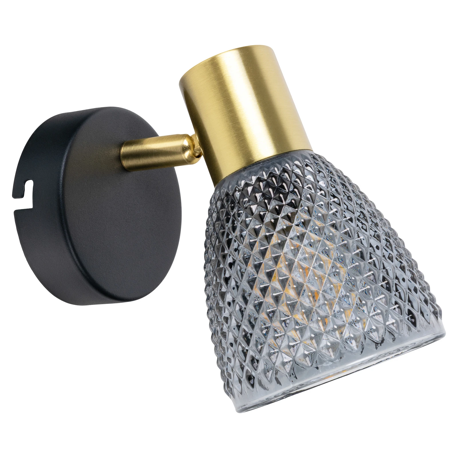 Lindita wall light, glass, smoky grey, E14, swivelling