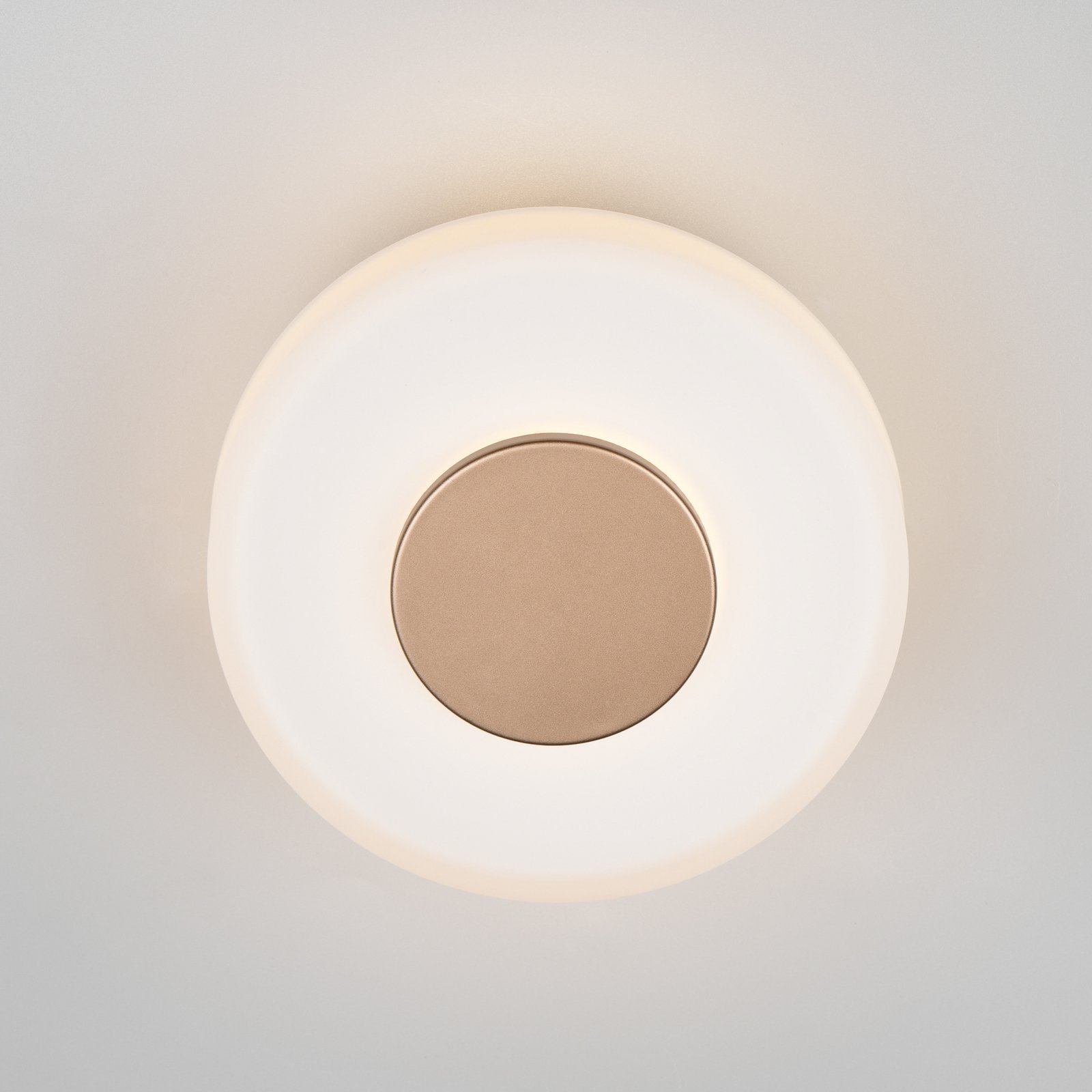 LED wall light Celeste, brown/white, Ø 22 cm glass dimmable