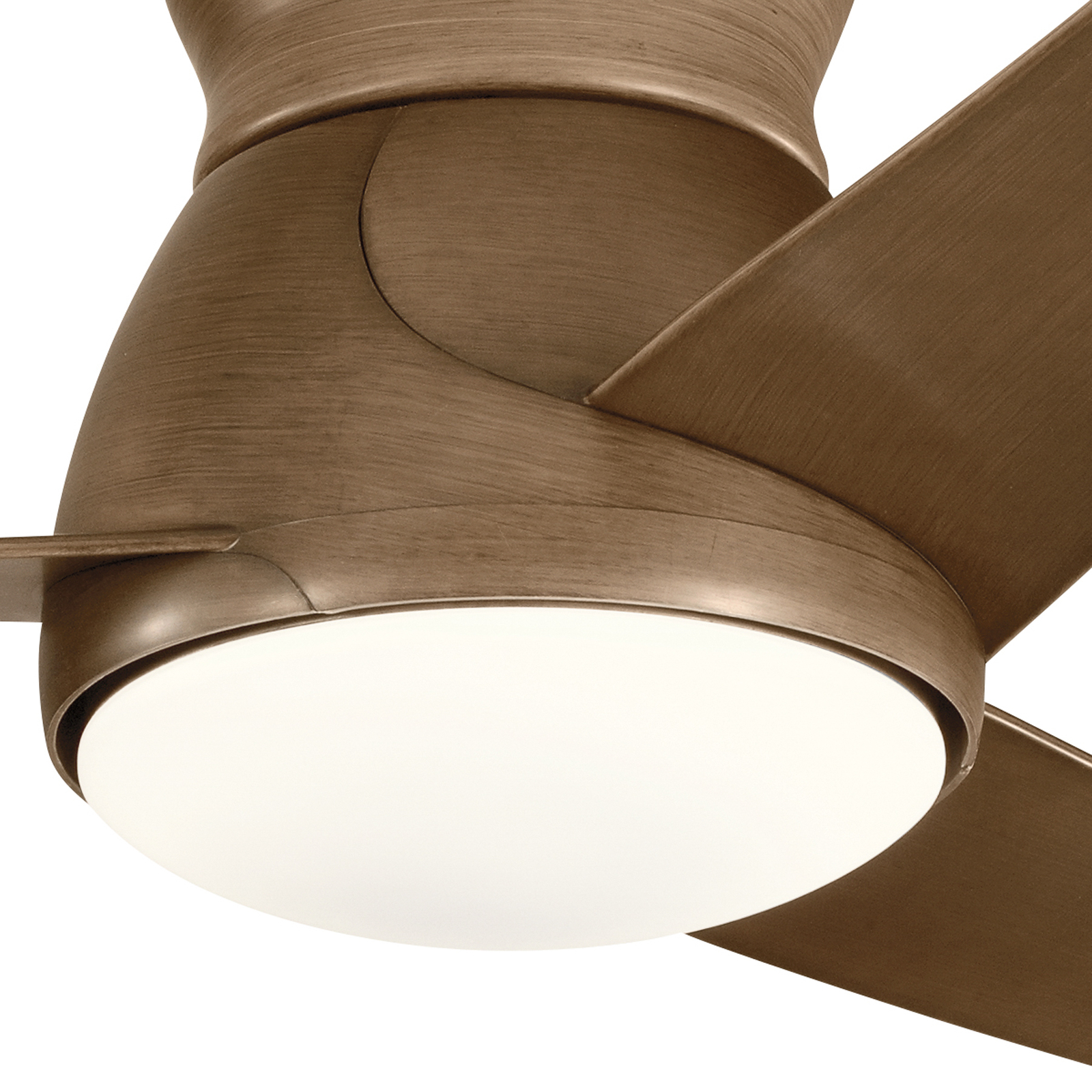Eris LED ceiling fan, IP44, walnut
