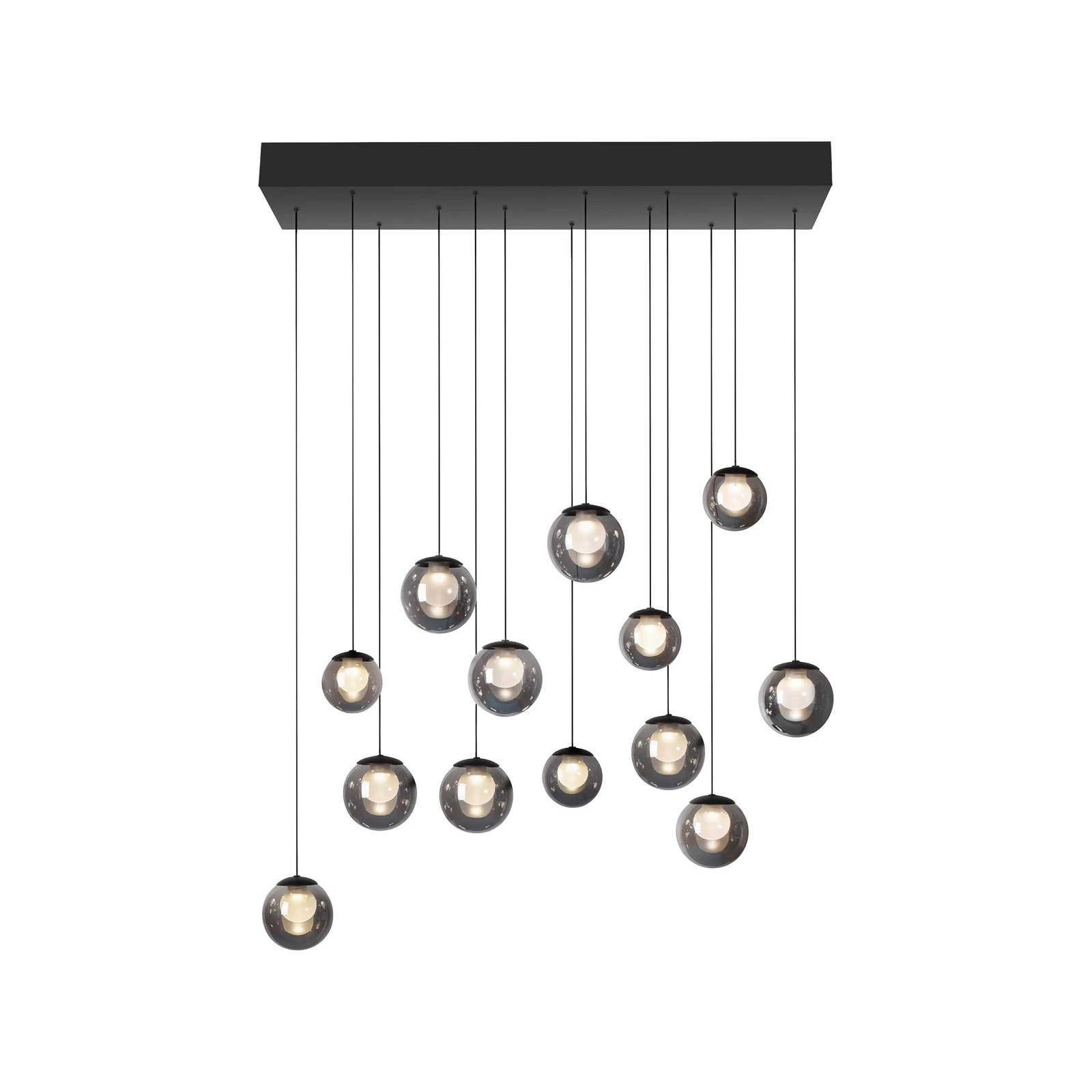 Suspension LED PURE Popup, gris/gris fumé, 100 cm, 13 ampoules