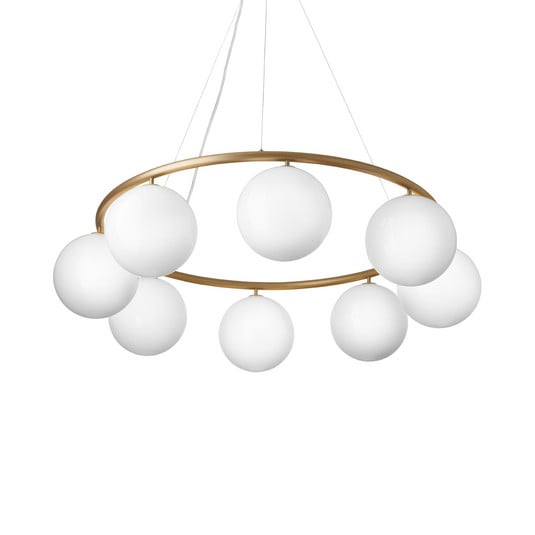 Miira 8 Circular lysekrone, messing/opal, Ø 100 cm - Nuura